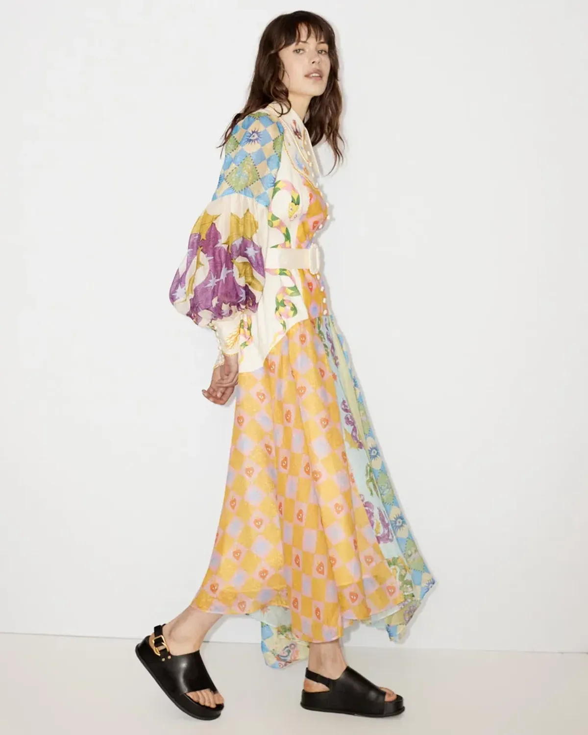 Alemais Lou Balloon Sleeve Shirt Dress Multi Size 14 - Image 5