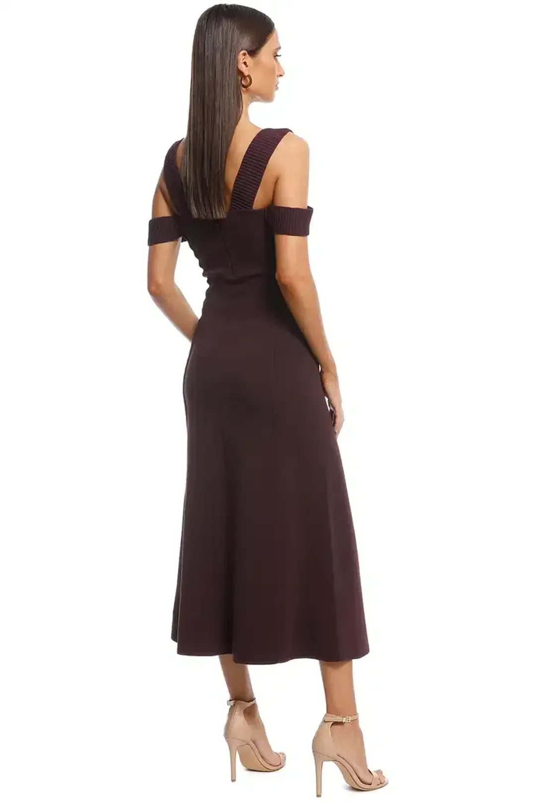 Camilla and Marc Carole Fit and Flare Midi Dress Burgundy Size 10 for rent on The Volte - main image