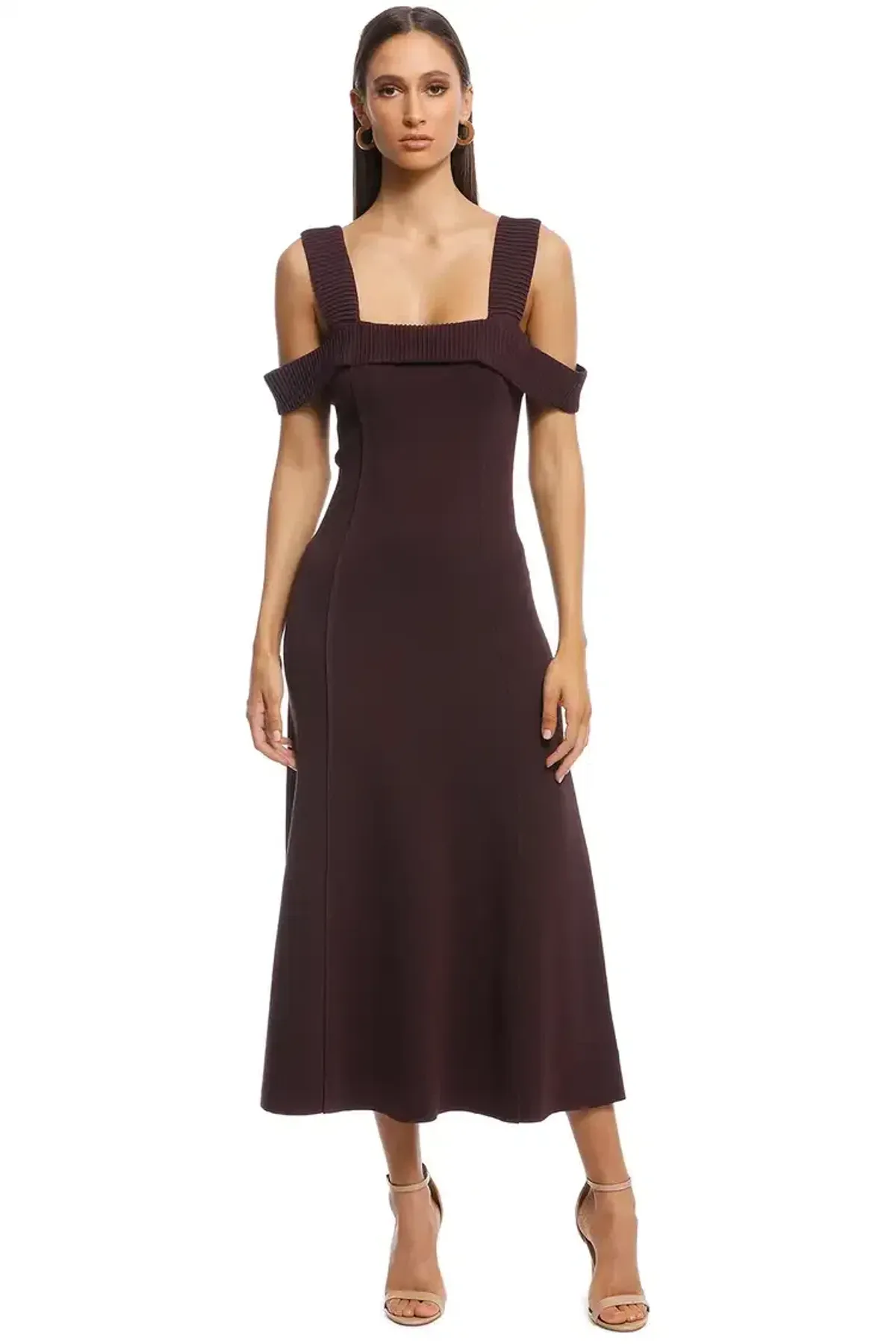 Camilla and Marc Carole Fit and Flare Midi Dress Burgundy Size 10 - Image 1