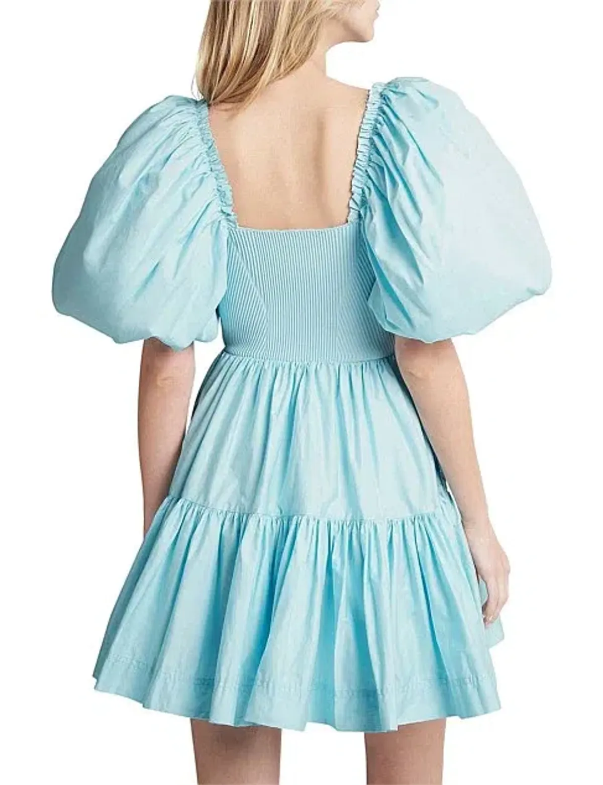  Aje Casa Puff Sleeve Mini Knit Dress Ice Blue Size 12 - Image 5