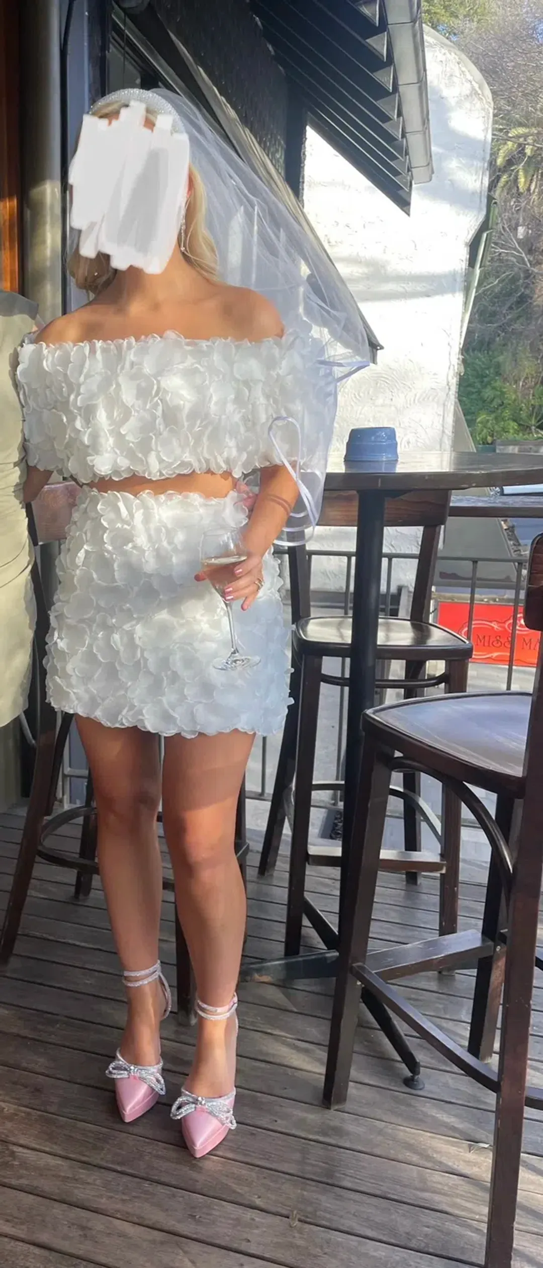 Selezza London Mabel Top & Mia Mini Skirt Set Lily White Size AU 6 for rent on The Volte - main image