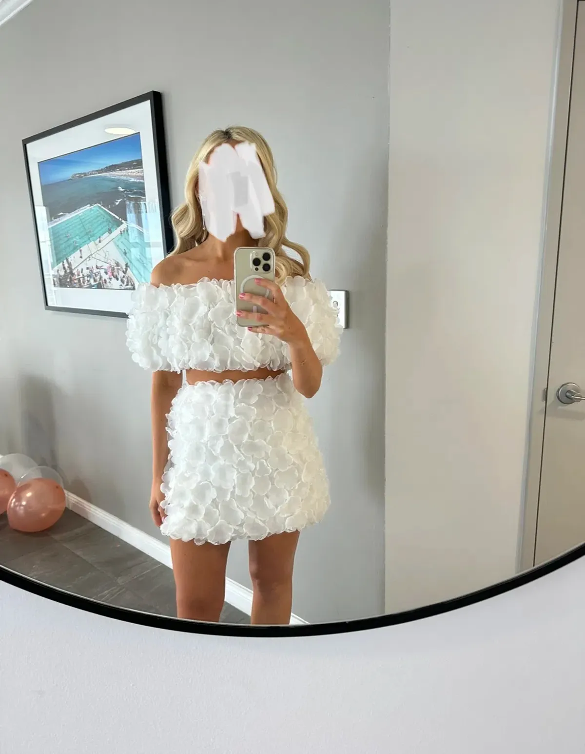 Selezza London Mabel Top & Mia Mini Skirt Set Lily White Size AU 6 - Image 2