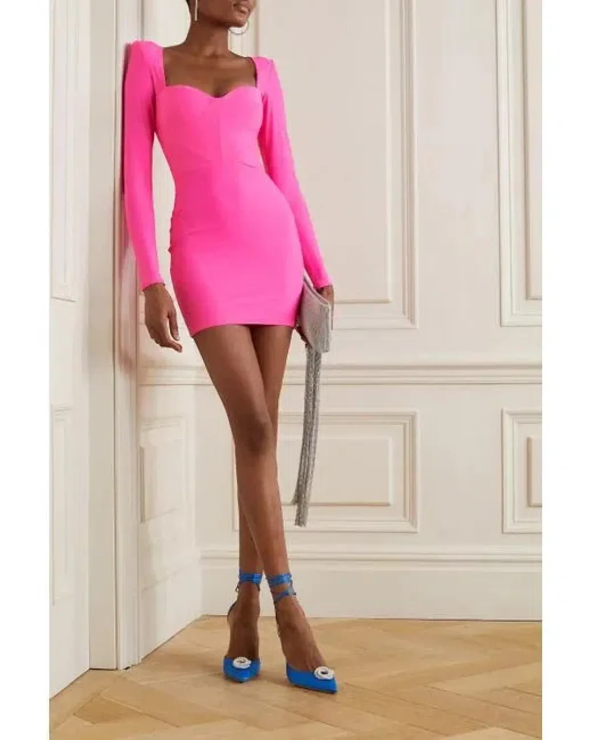 Alex Perry Howell Stretch Jersey Mini Pink Neon Dress Size AU 6 - Image 1