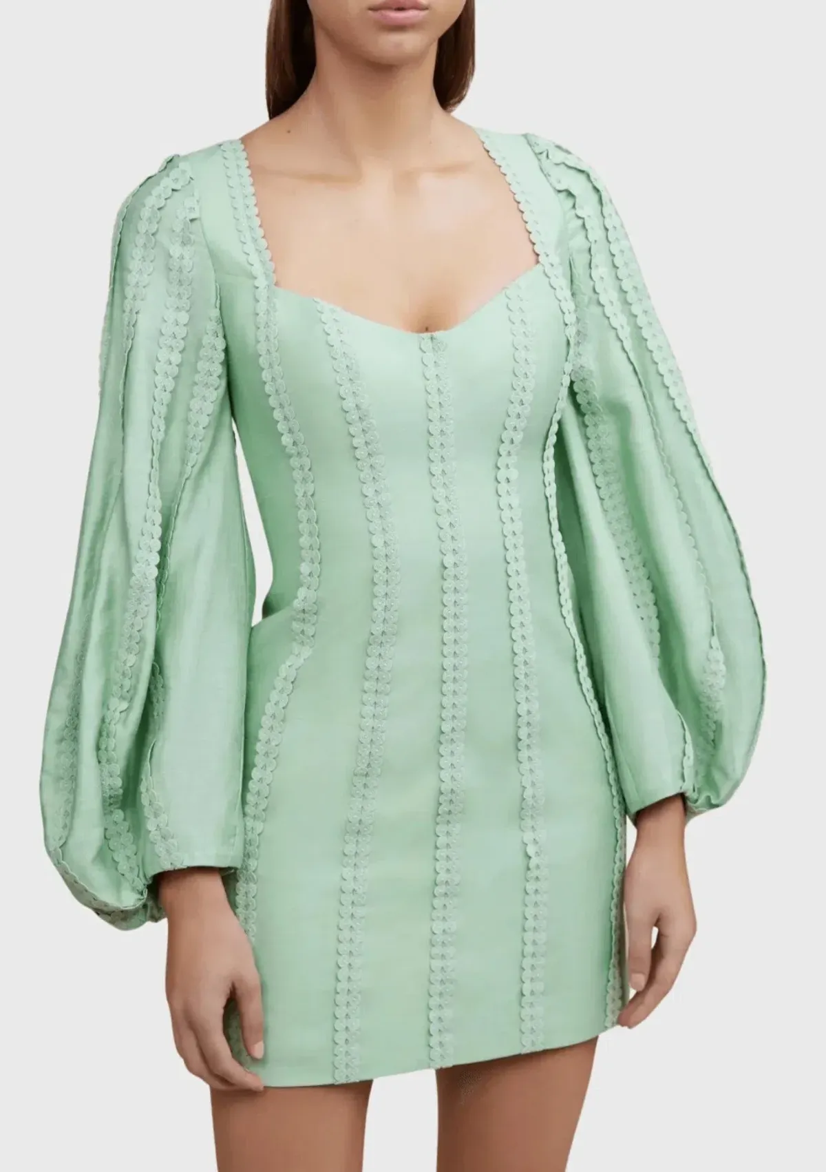 Acler Duxbury Long Sleeve Mini Dress Green Size 14 - Image 2