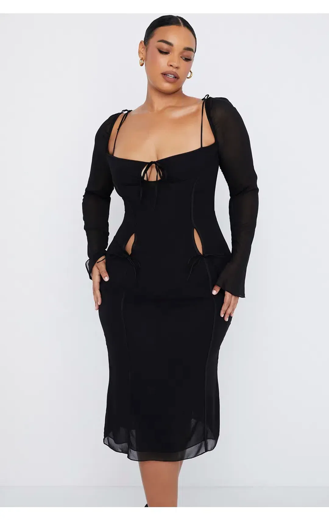 House of CB Ophelia Cutout Midi Dress Black Size L / AU 12 for rent on The Volte - main image
