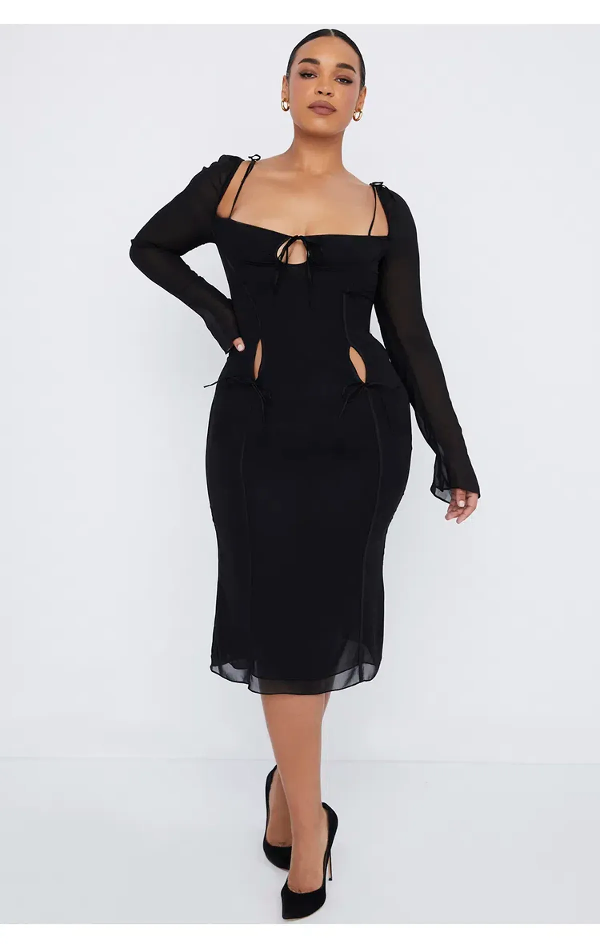 House of CB Ophelia Cutout Midi Dress Black Size L / AU 12 - Image 1