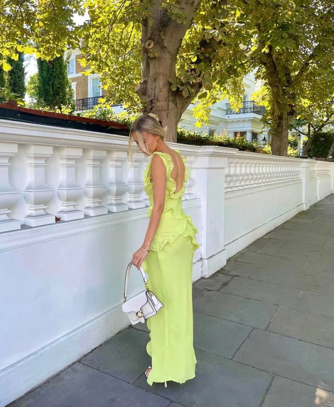 House of CB Pixie Ruffle Maxi Dress Lime Size S / AU 8 for rent on The Volte - main image