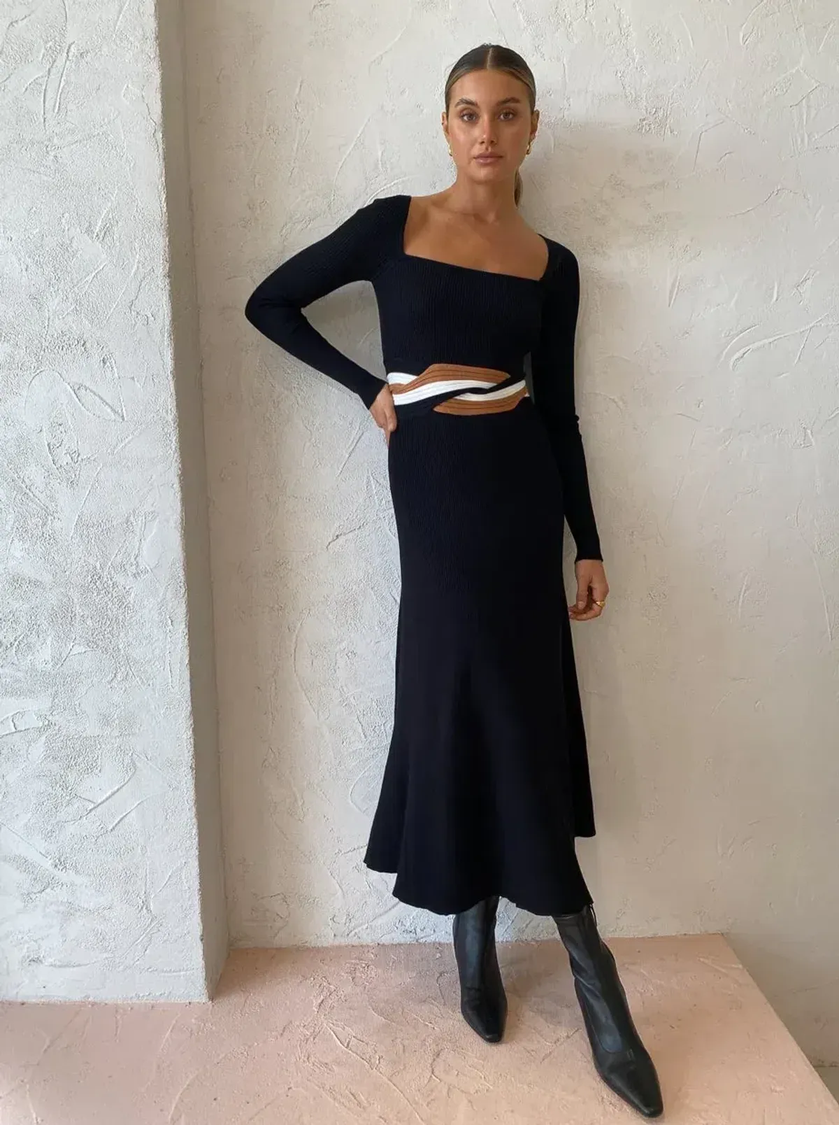 Sovere Studios Inertia Knit Midi Dress Black Size 10 - Image 4