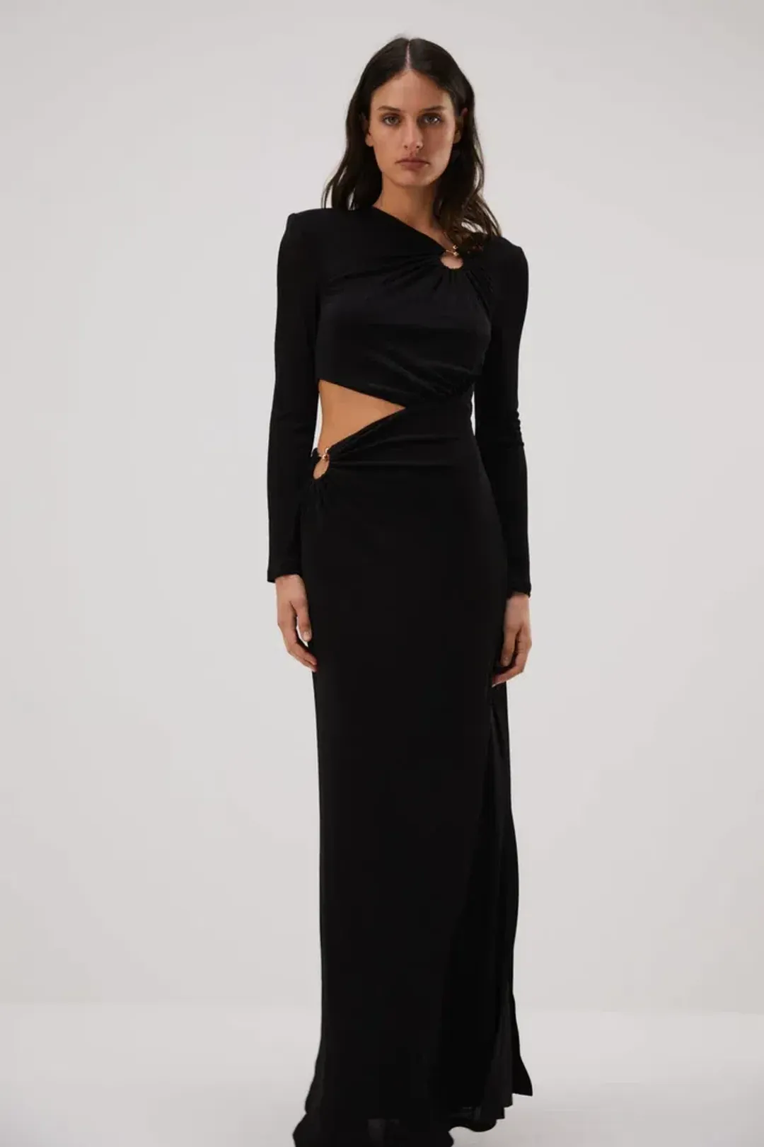 Misha Akarai Slinky Jersey Gown Black Size 6  for rent on The Volte - main image