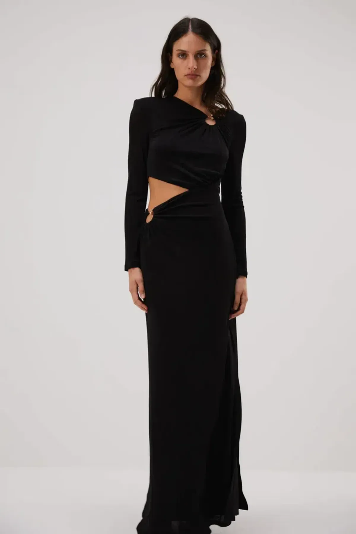 Misha Akarai Slinky Jersey Gown Black Size 6  - Image 1