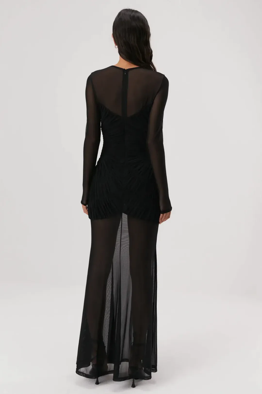 Misha Talitha Fine Mesh Maxi Dress Black Size 8  for rent on The Volte - main image