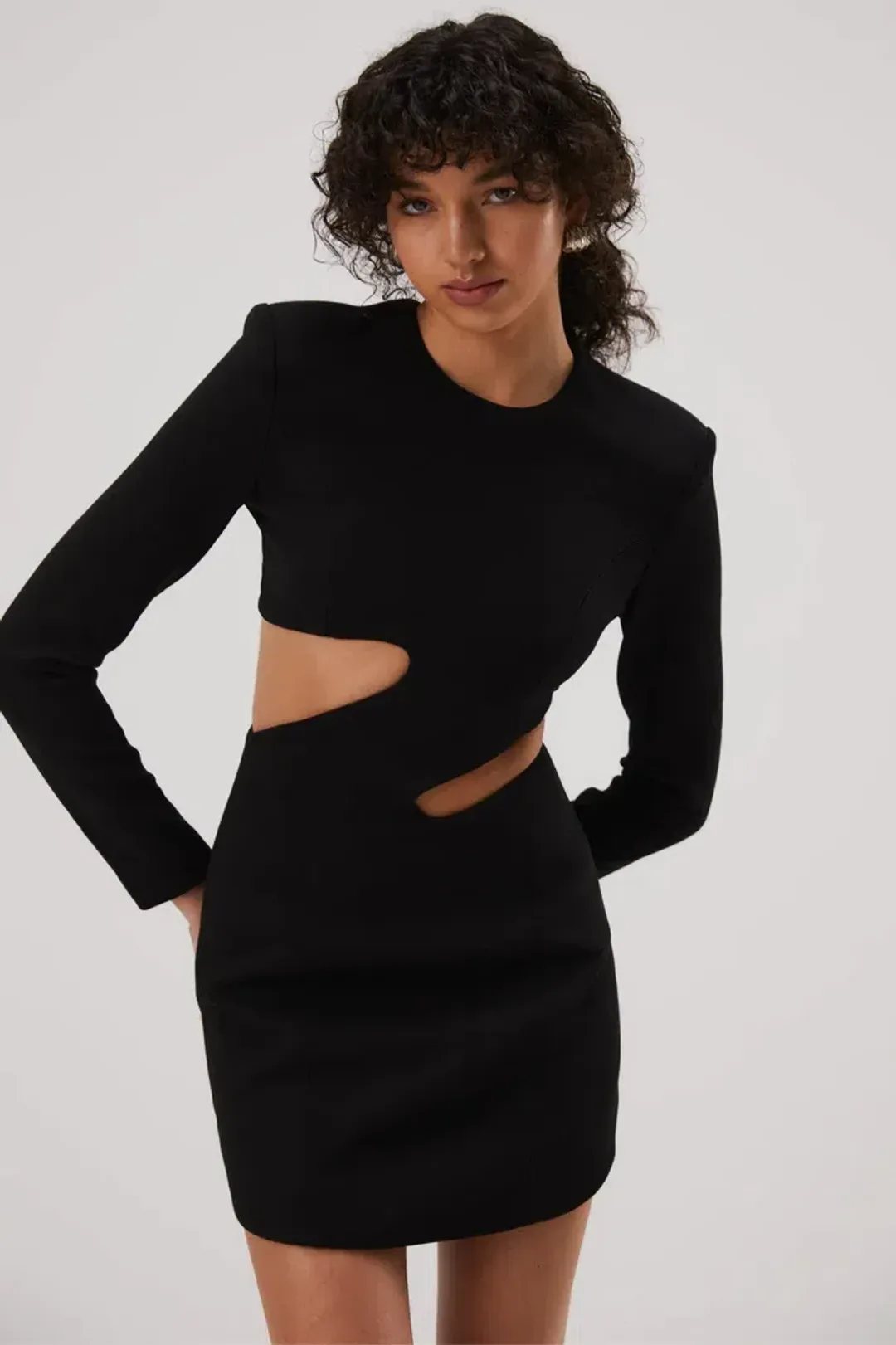 Misha Cosette Bonded Crepe Mini Dress Black Size 6  for rent on The Volte - main image