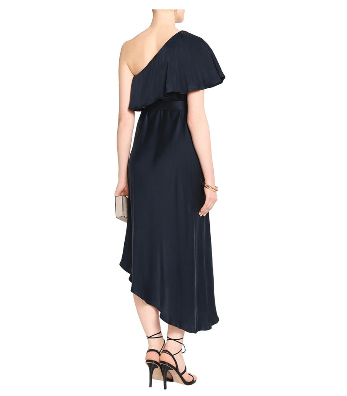 Zimmermann One Shoulder Ruffled Silk Midi Dress Navy Size 6 - Image 2