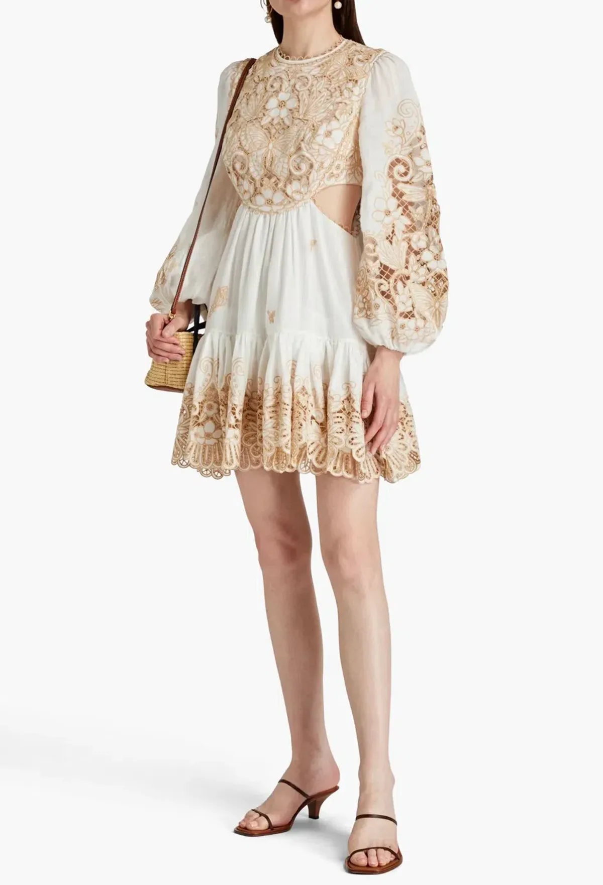Zimmermann Ivory Embroidered Jeannie Mini Dress Size 0/ Au 8 - Image 2