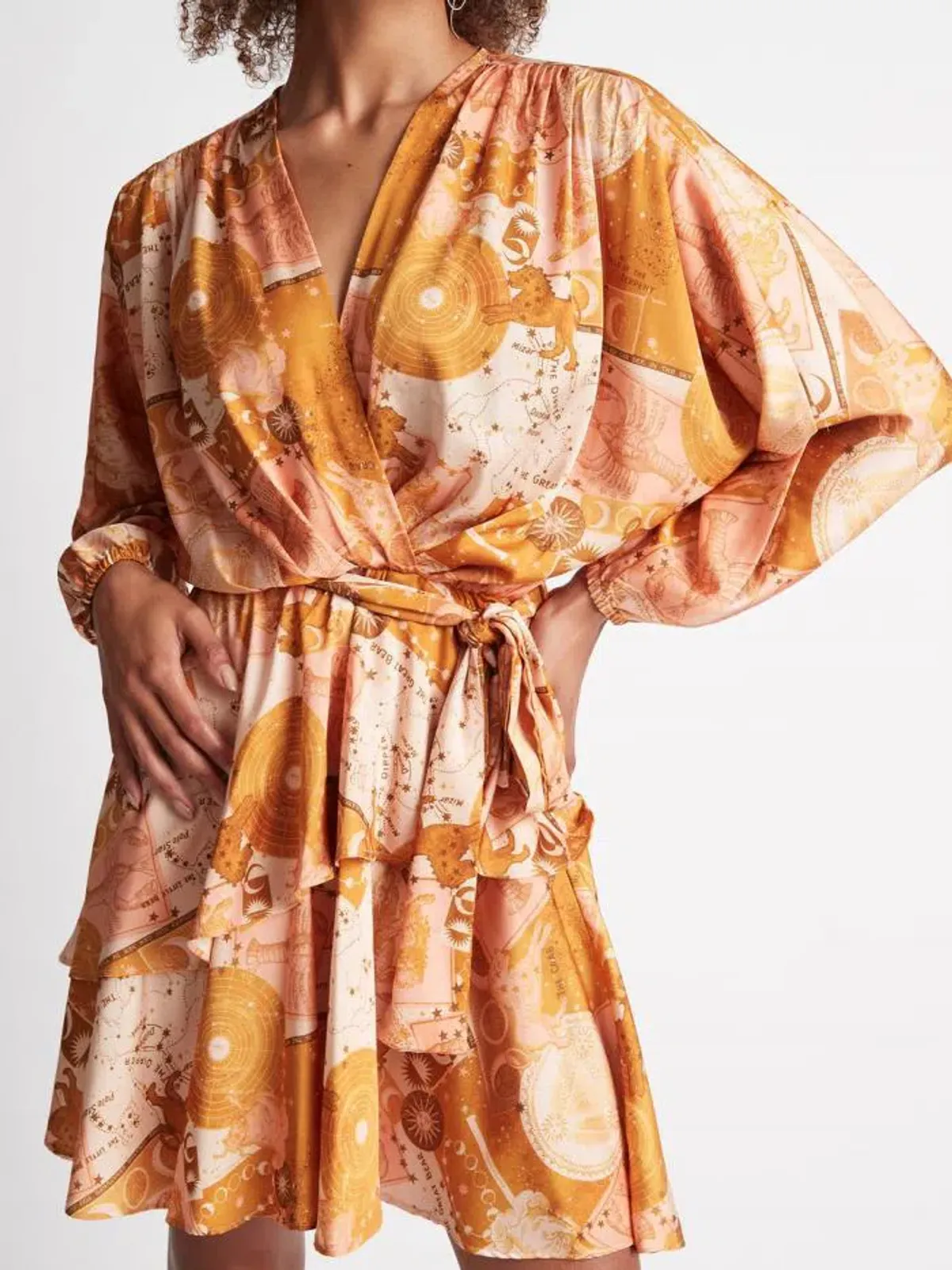 Sheike Tarot Mini Dress Orange Print Size 12 - Image 2