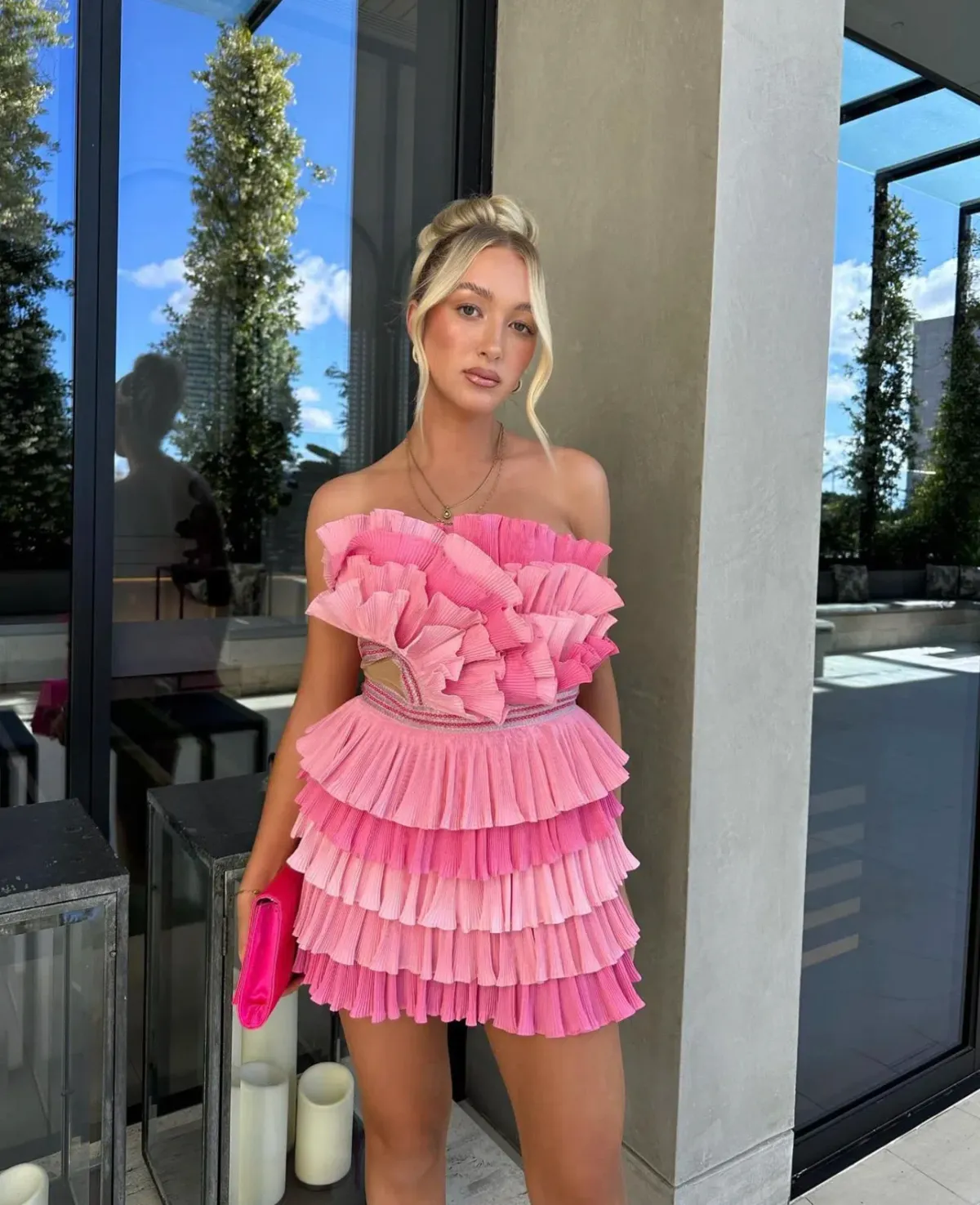 Eliya the Label Josephine Mini Dress Pink Size M/Au 10 - Image 3