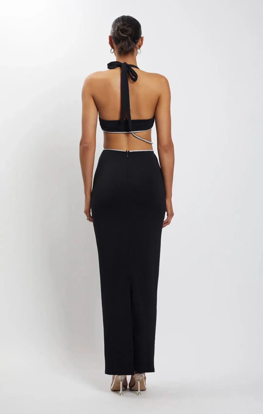 Meshki Nicha Diamanté Cut Out Maxi Dress Black Size M / AU 10 for rent on The Volte - main image