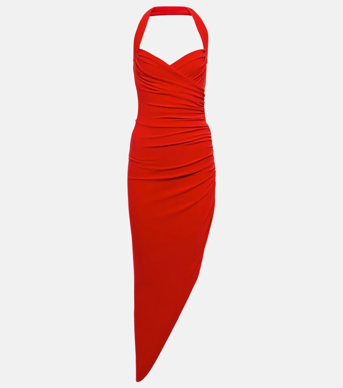 Norma Kamali Cayla Halterneck Ruched Midi Dress Red Size XS / AU 6 - Image 2