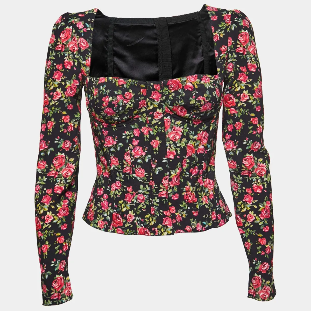 Dolce and Gabbana Long Sleeve Bustier Top Floral Size 6  - Image 4