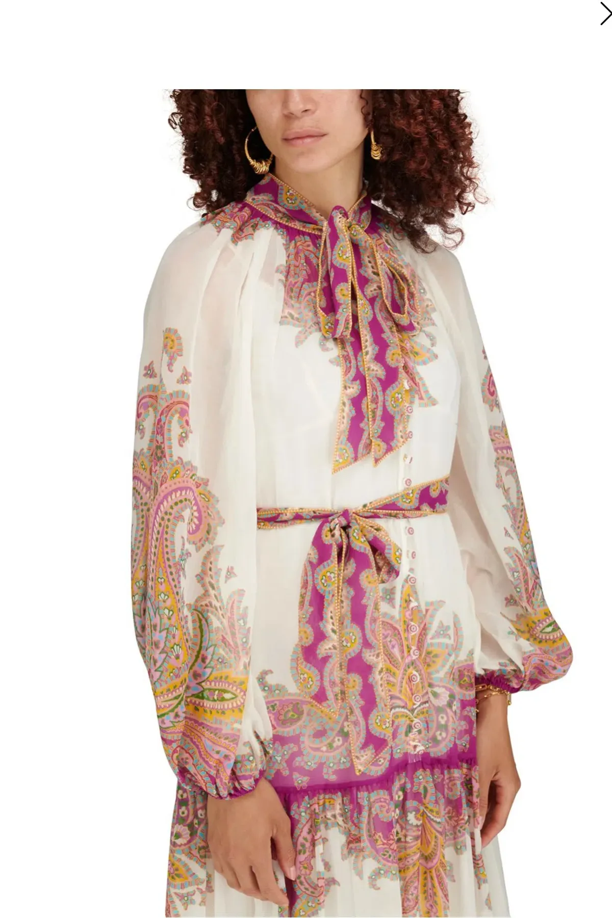 Zimmermann Teddy Tiered Midi Dress Multi Size 0P / AU 6 - Image 2