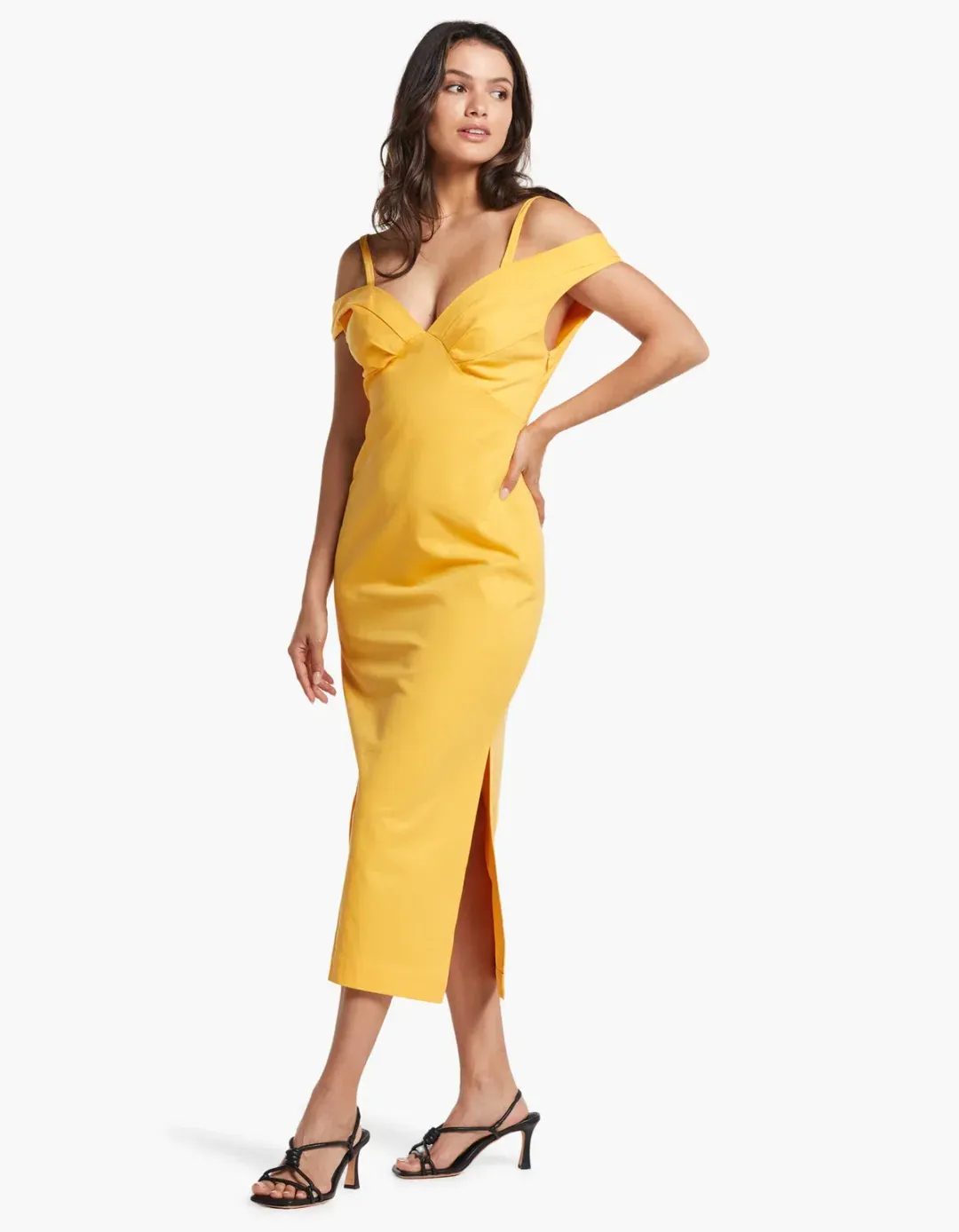 Viktoria & Woods Whirlpool Midi Dress in Mango Orange Yellow Size 14 for rent on The Volte - main image