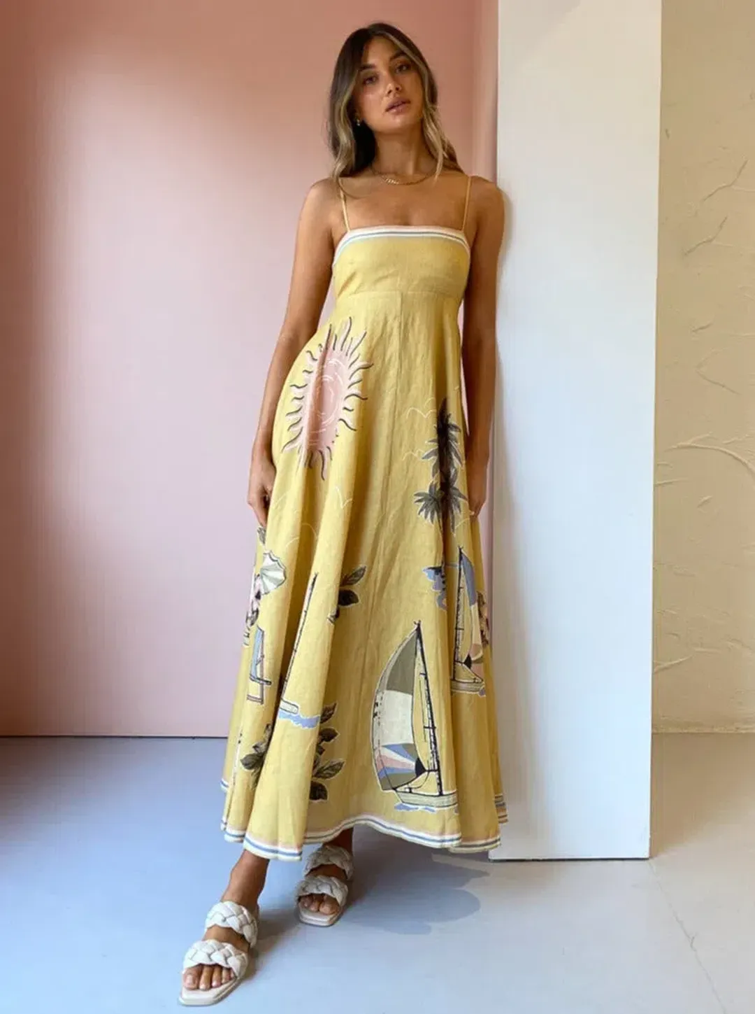 Alemais Sunset Shades Sundress Yellow Size 12 for rent on The Volte - main image