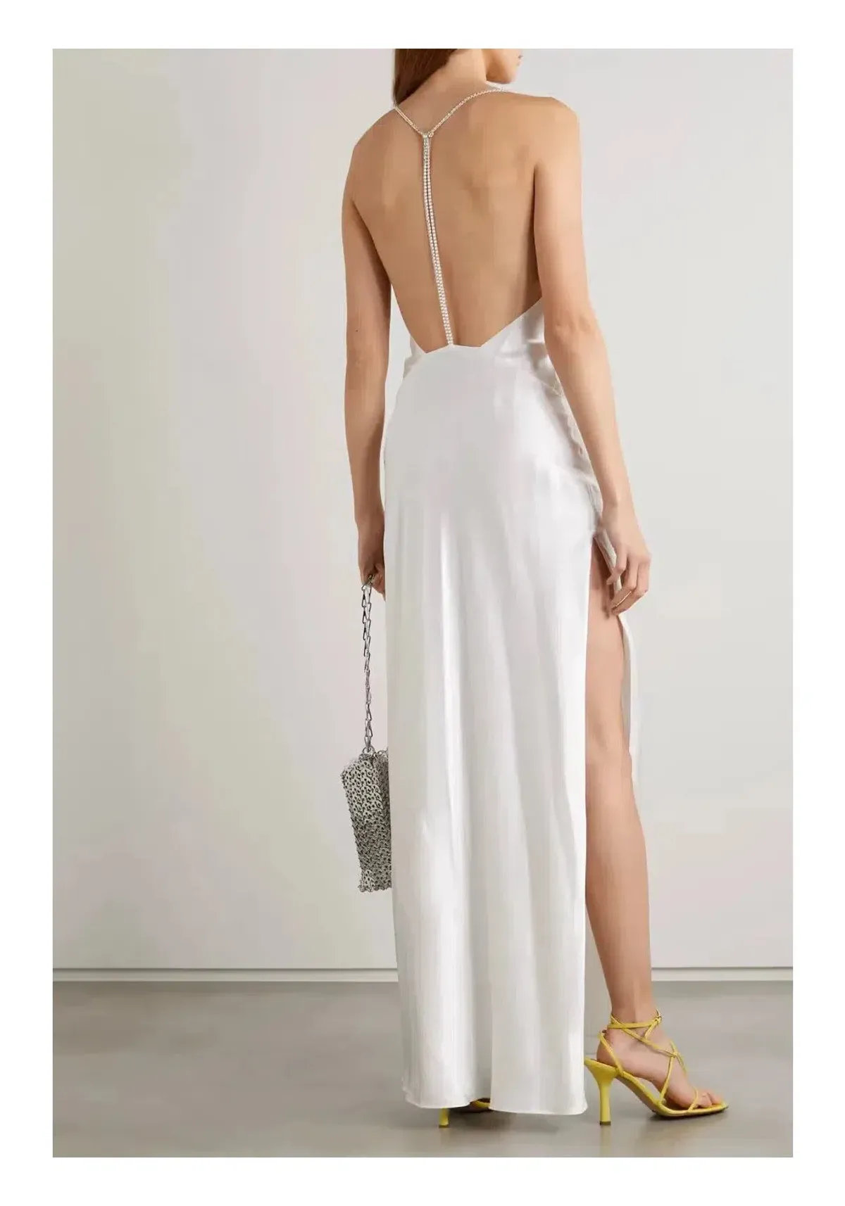 Michael Lo Sordo Charlie Crystal Maxi Dress White Size 6 - Image 2