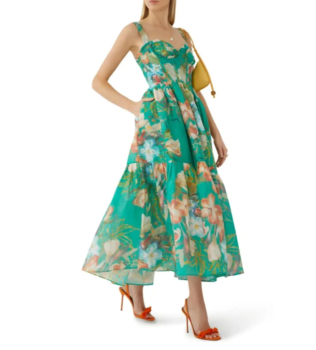 Leo Lin Rose Bustier In Verdant Print Size 10 for rent on The Volte - main image