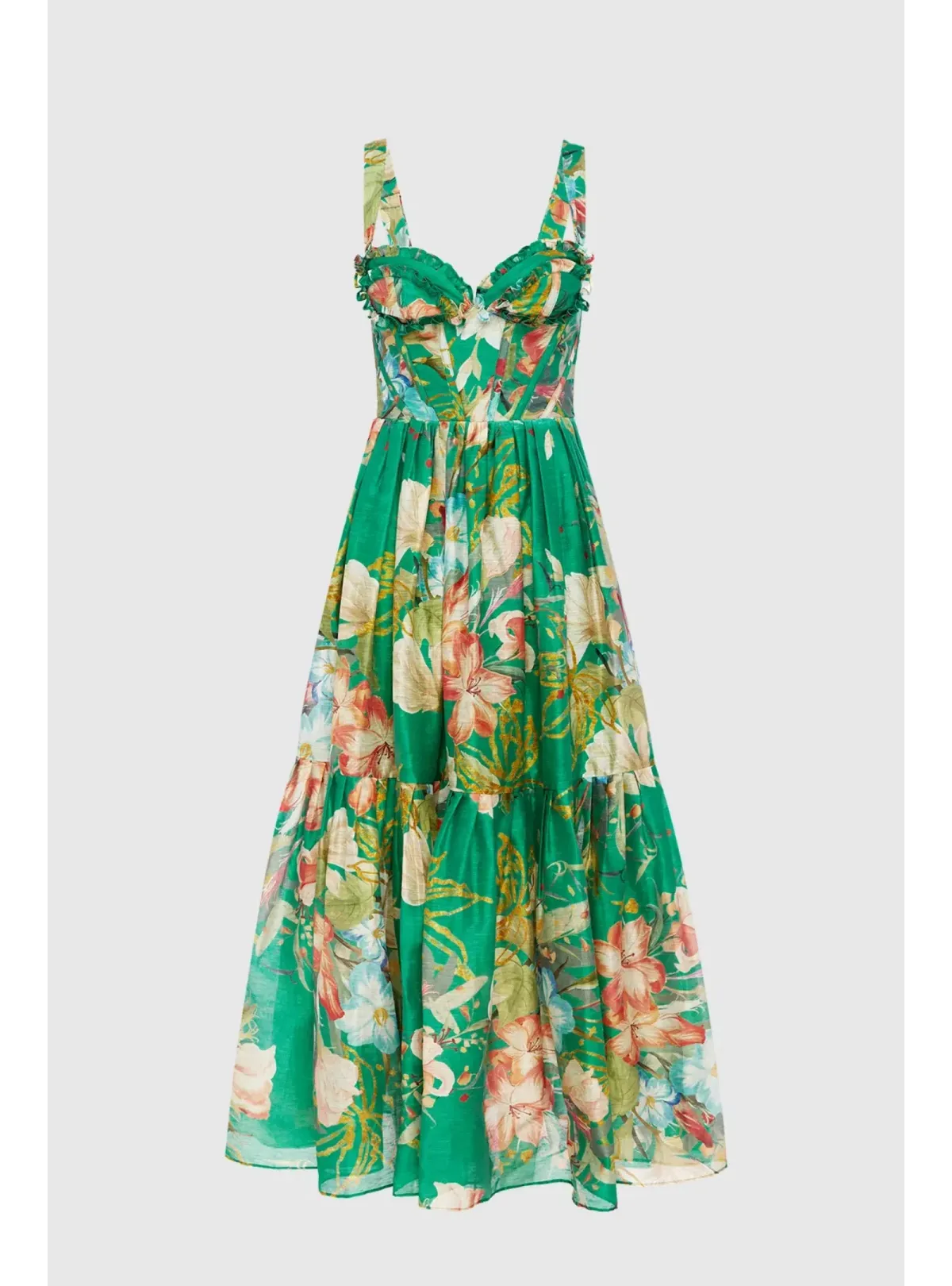 Leo Lin Rose Bustier Midi In Verdant Print Size 12  - Image 3