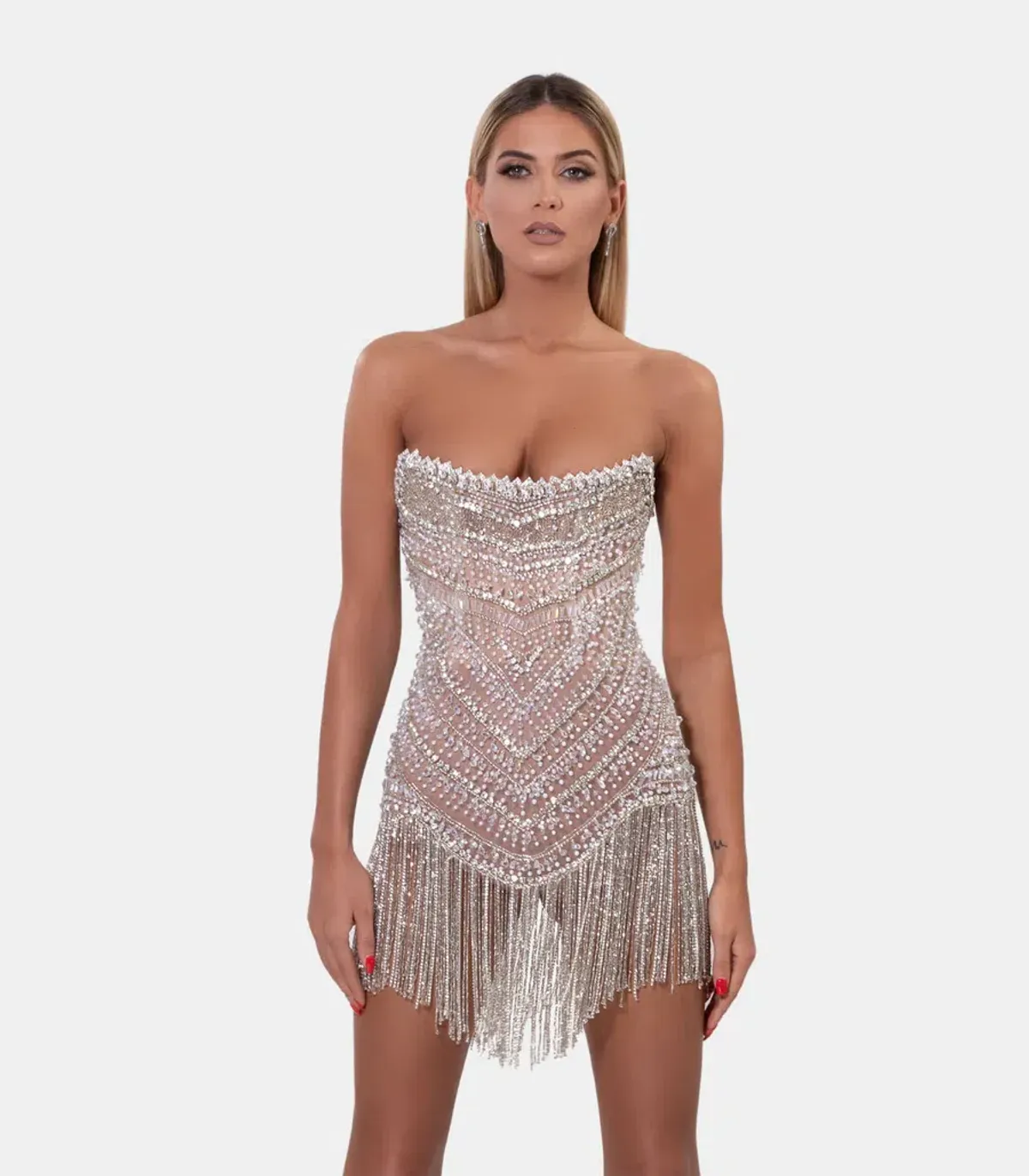 Albina Dyla Wild Corset Dress Silver/Nude Size 6 - Image 2