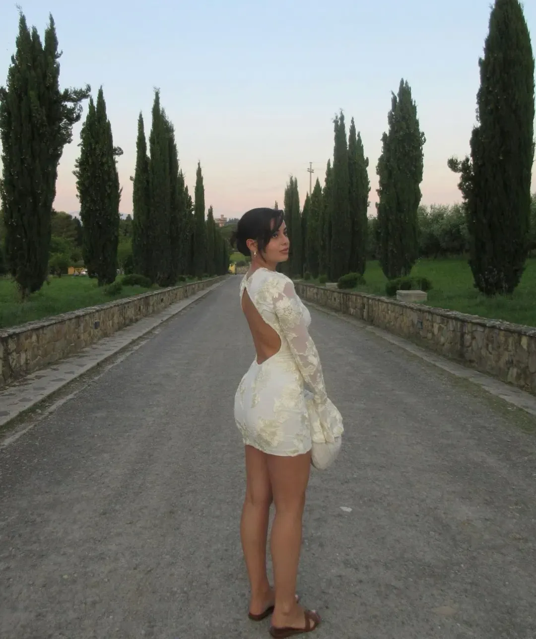 Rotate 3D Floral Appliqué Dress Ivory White Size 6 for rent on The Volte - main image