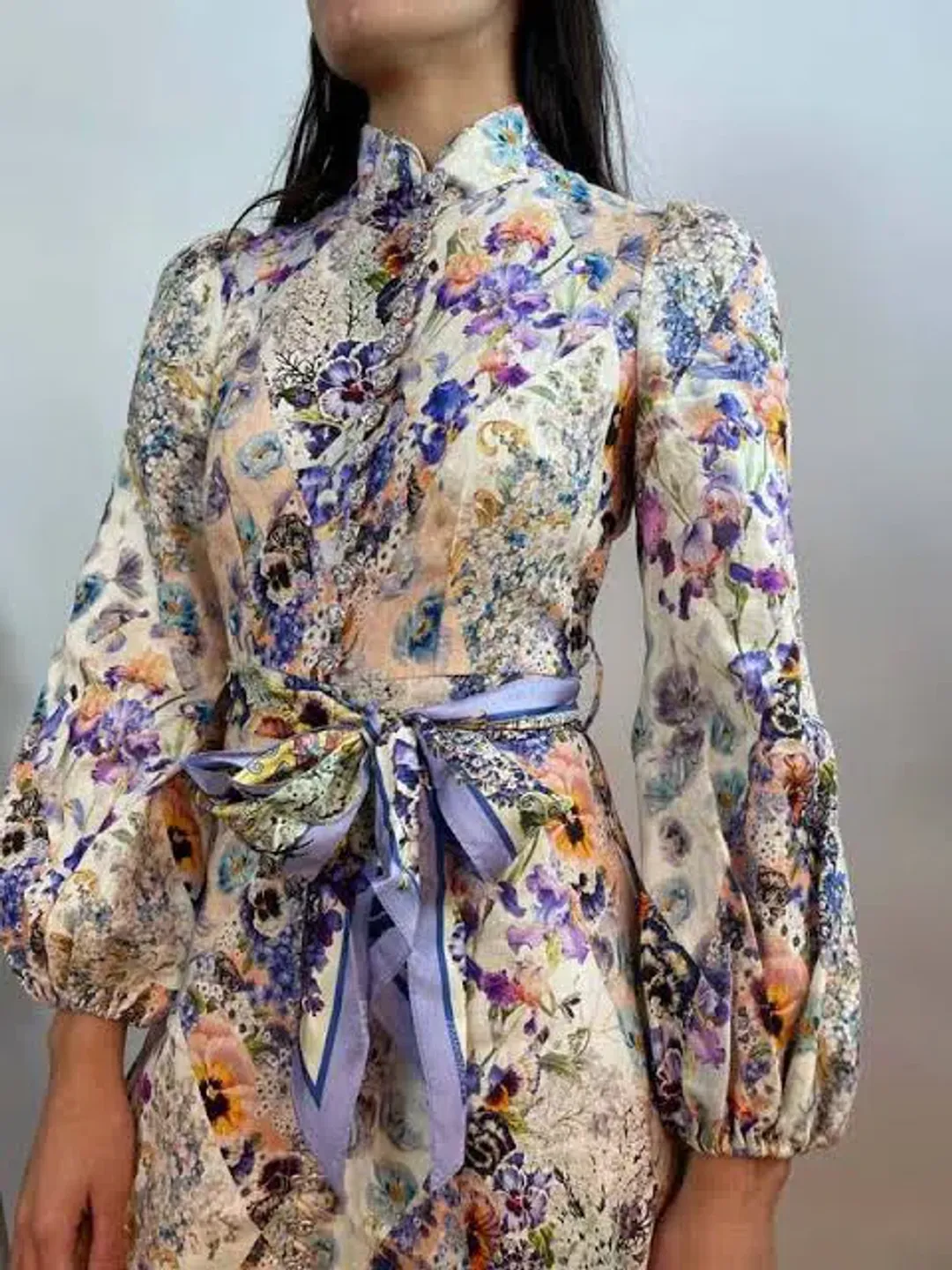 Zimmermann The Tama Belted Mini Dress in Diamond Splice Floral Size 0P / AU 6P  for rent on The Volte - main image