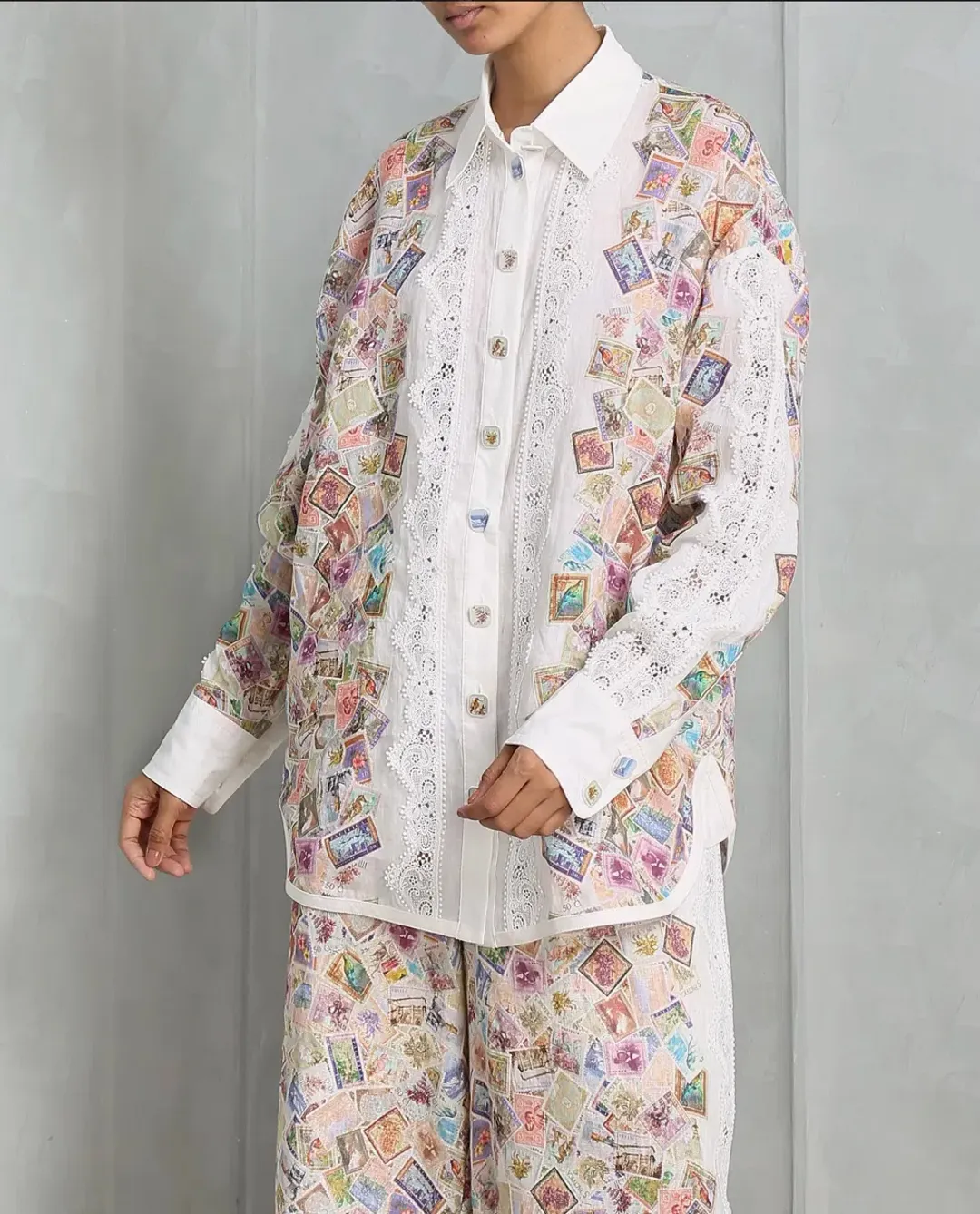 Zimmermann High Tide Relaxed Shirt & Drawstring Pants Set Print Size 4/AU 16 for rent on The Volte - main image