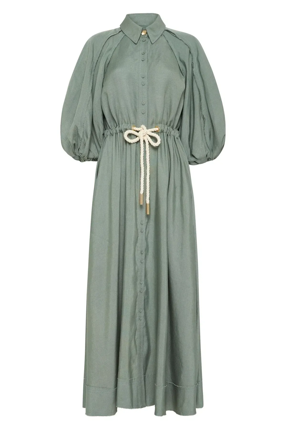 AJE Bonjour Belted Shirt Dress Palm Green Size 8 - Image 5