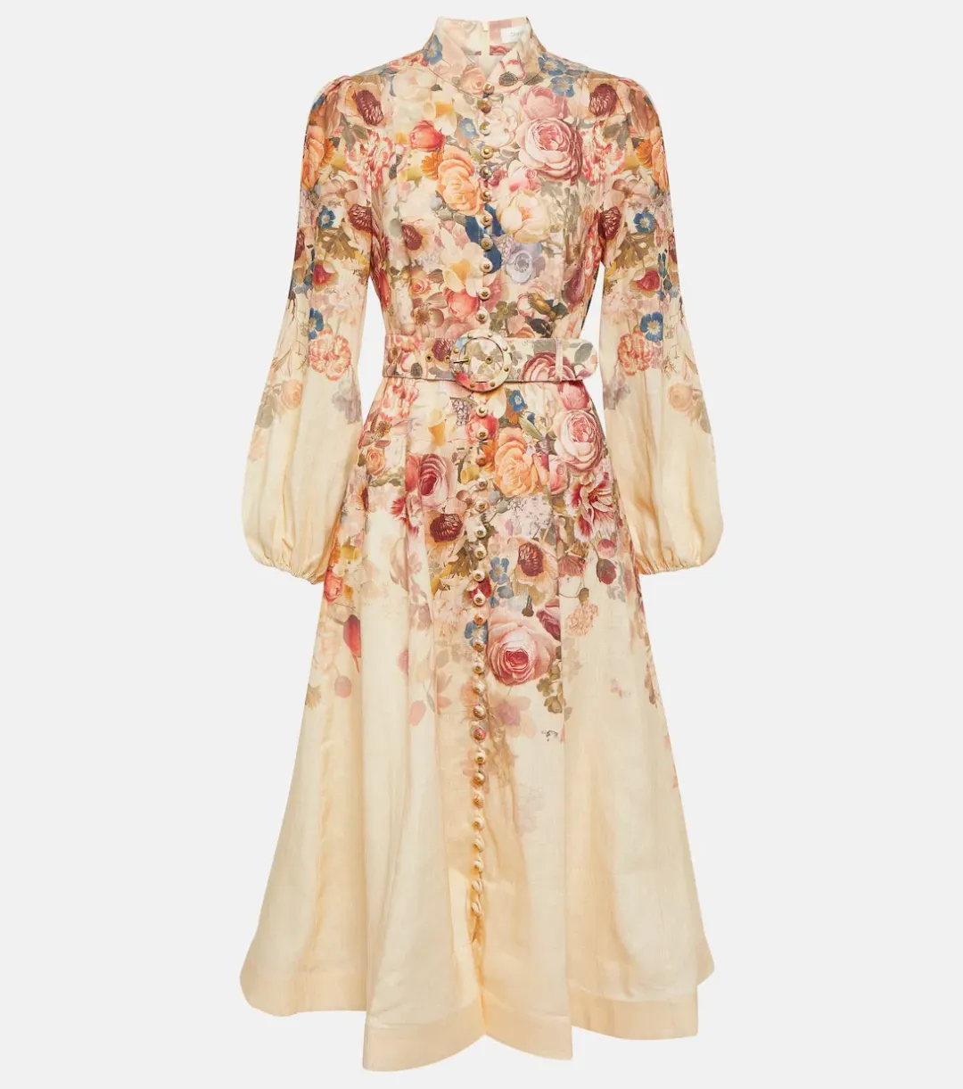 Zimmermann Luminosity Buttoned Midi Dress Morisot Cream Size 2 / Au 12 for rent on The Volte - main image
