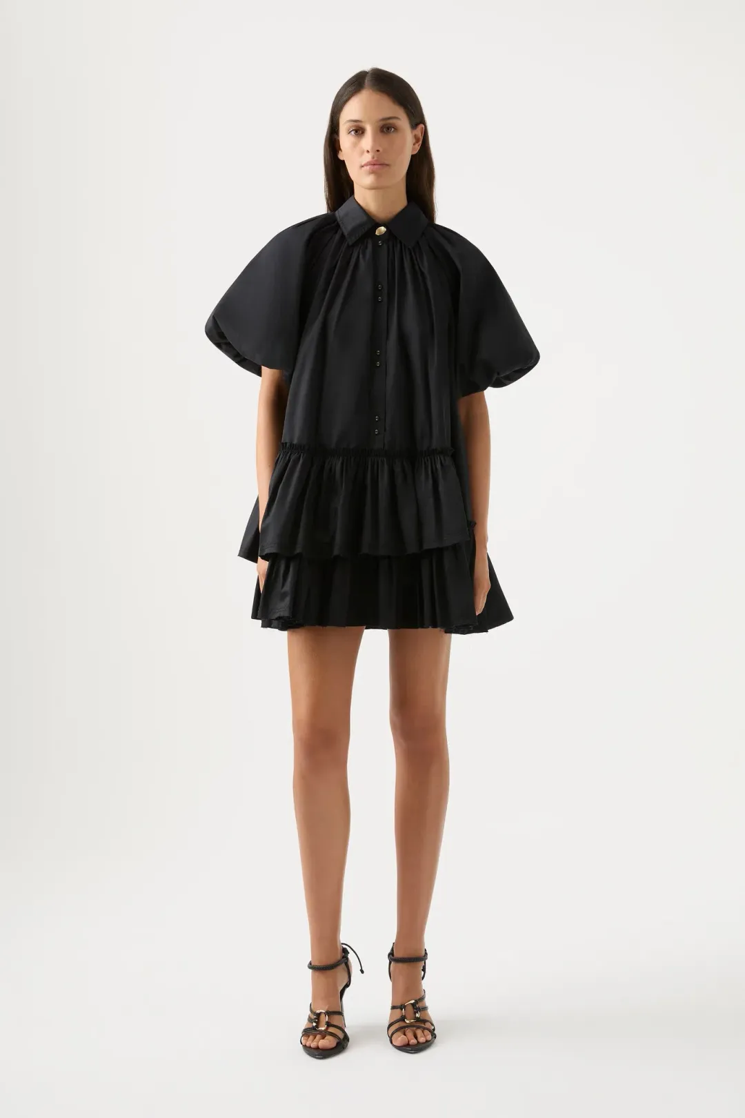 Aje Ambience Smock Mini Dress Black Size 4 for rent on The Volte - main image