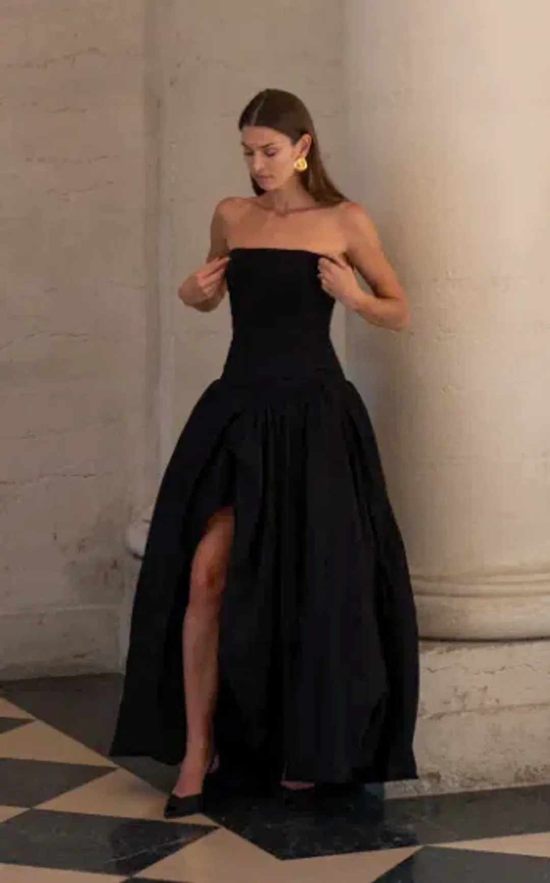 Aje Violette Bubble Hem Dress Black Size 10 for rent on The Volte - main image