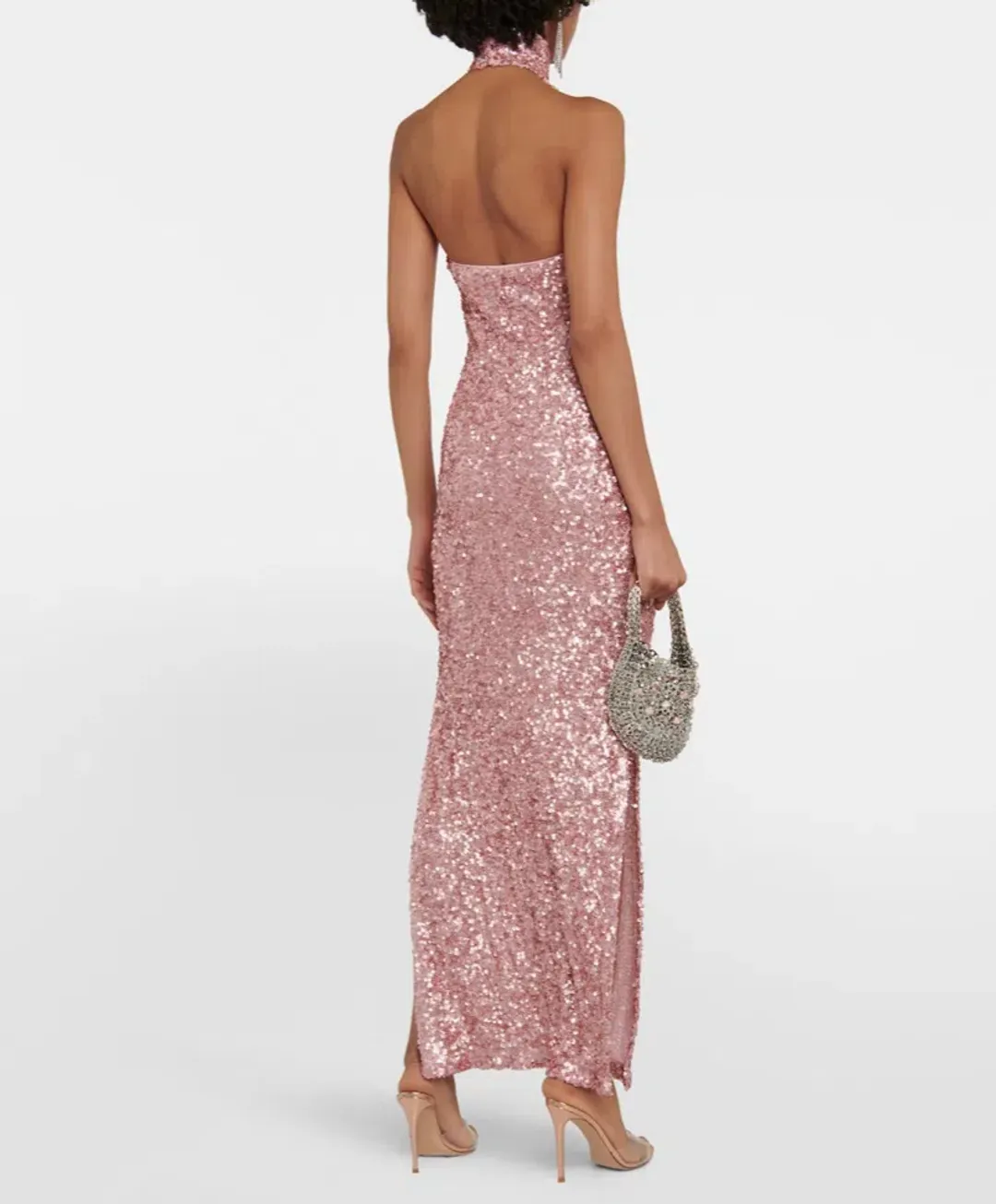 Rotate Birger Christensen Kasia Sequined Maxi Dress Pink Size 10 for rent on The Volte - main image