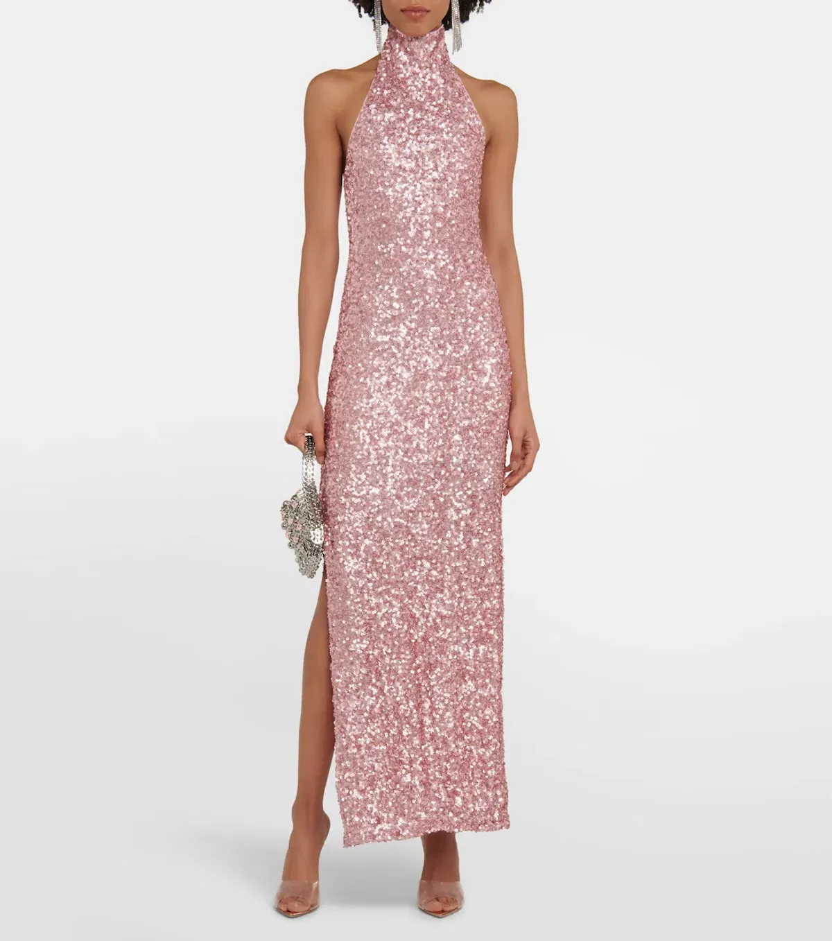 Rotate Birger Christensen Kasia Sequined Maxi Dress Pink Size 10 - Image 1
