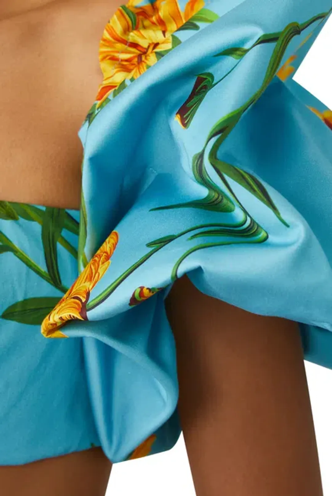 Leo Lin Marguerite Bleu Puff Top & Skirt Set Floral Size 6 for rent on The Volte - main image