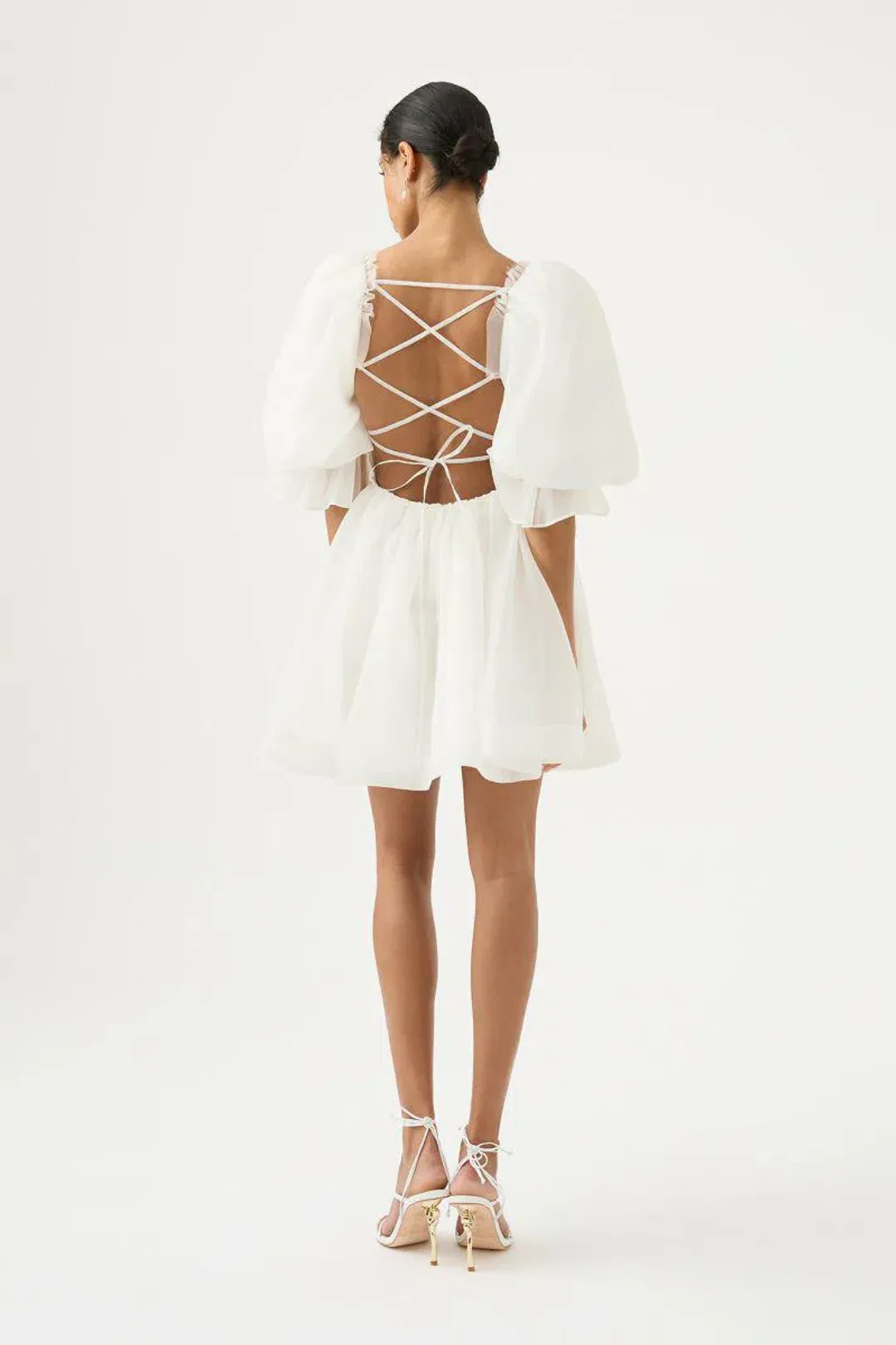 Aje Astrid Tie Back Mini Dress Ivory Size 10 for rent on The Volte - main image