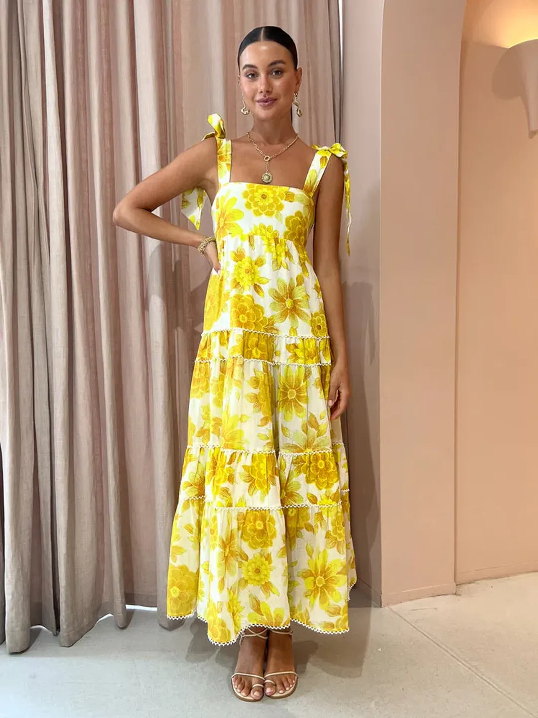 Alemais Sonny Midi Dress in Lemon Size 10 for rent on The Volte - main image