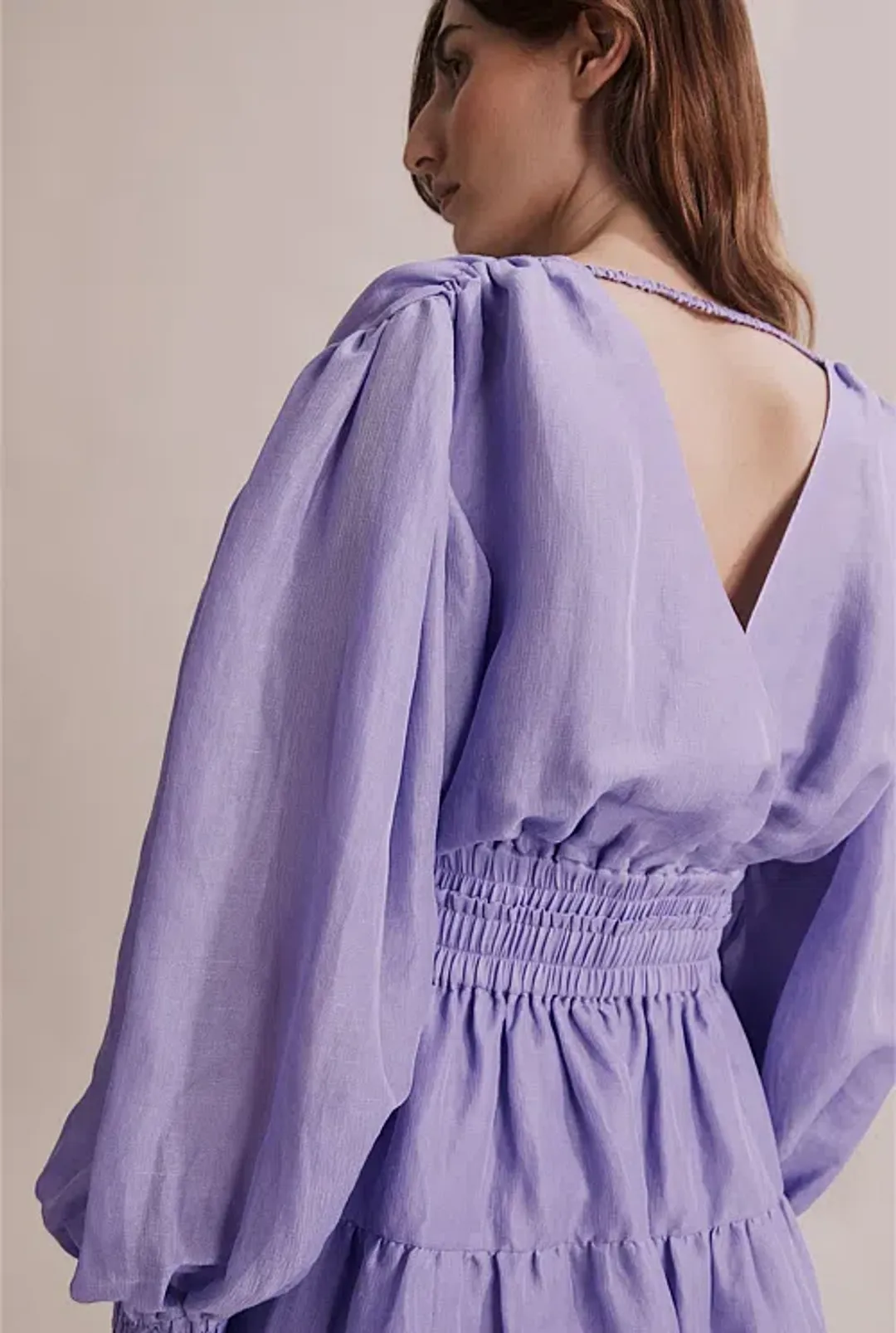 Country Road  Gathered Detail Mini Dress Lilac Size 8 for rent on The Volte - main image