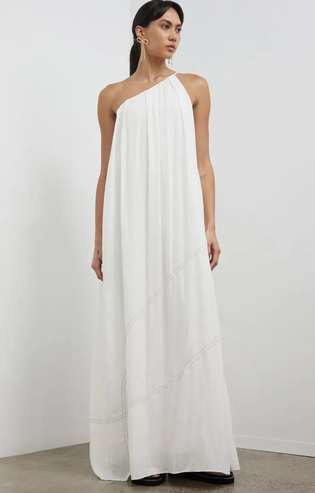 Camilla and Marc One Shoulder Dress White Size 8 for rent on The Volte - main image