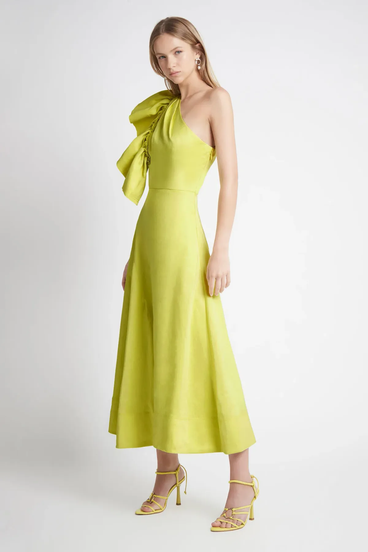 Aje Bonjour Asymmetric Midi Dress Lime Green Size 12 - Image 2