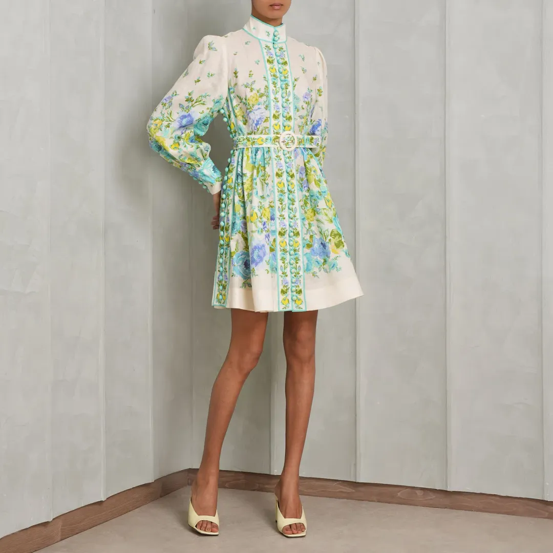 Zimmermann Raie Buttoned Mini Dress Floral Size 4/Au 14 for rent on The Volte - main image