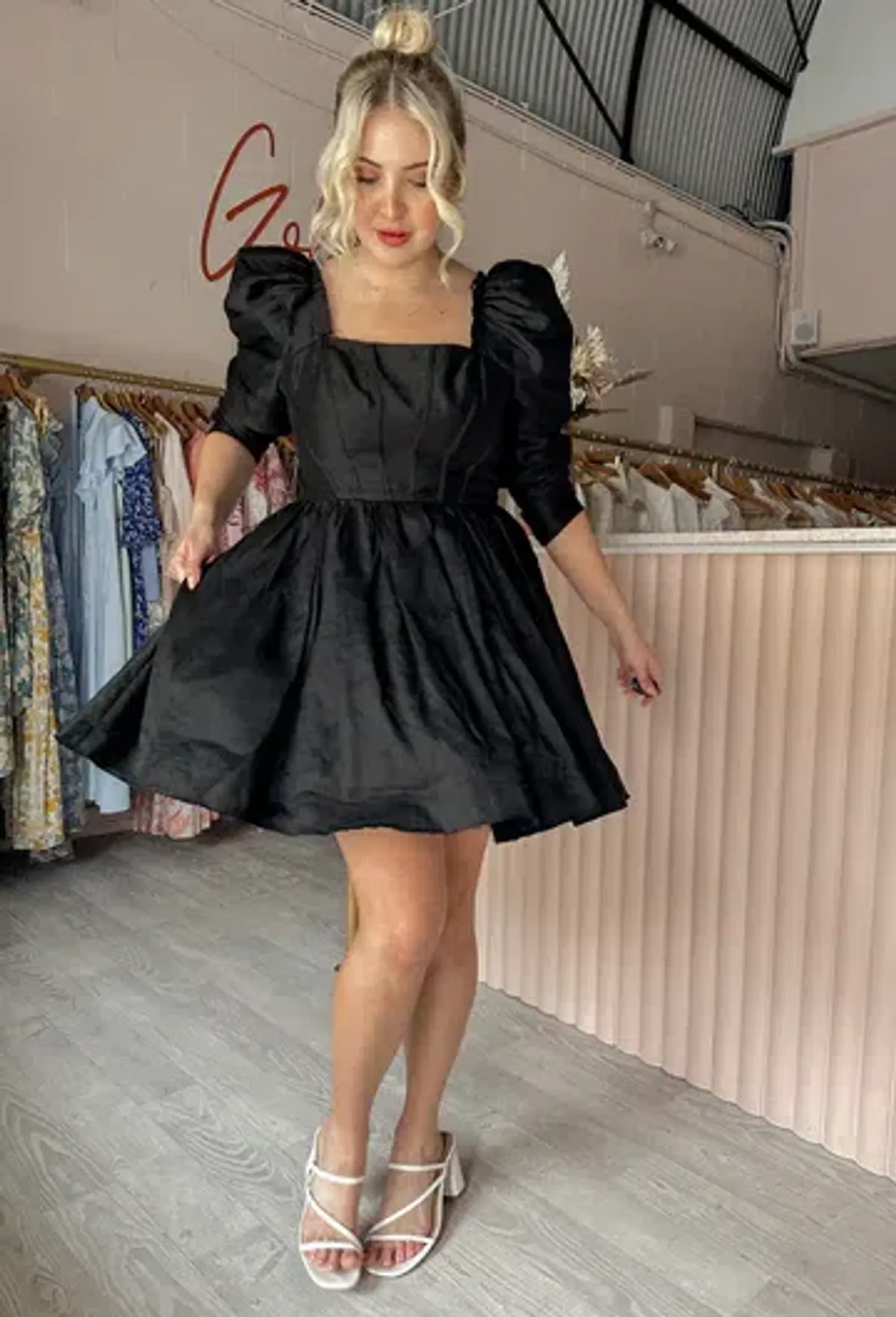 Aje Fleur Cores Long Sleeve Mini Black Size AU 10 - Image 3