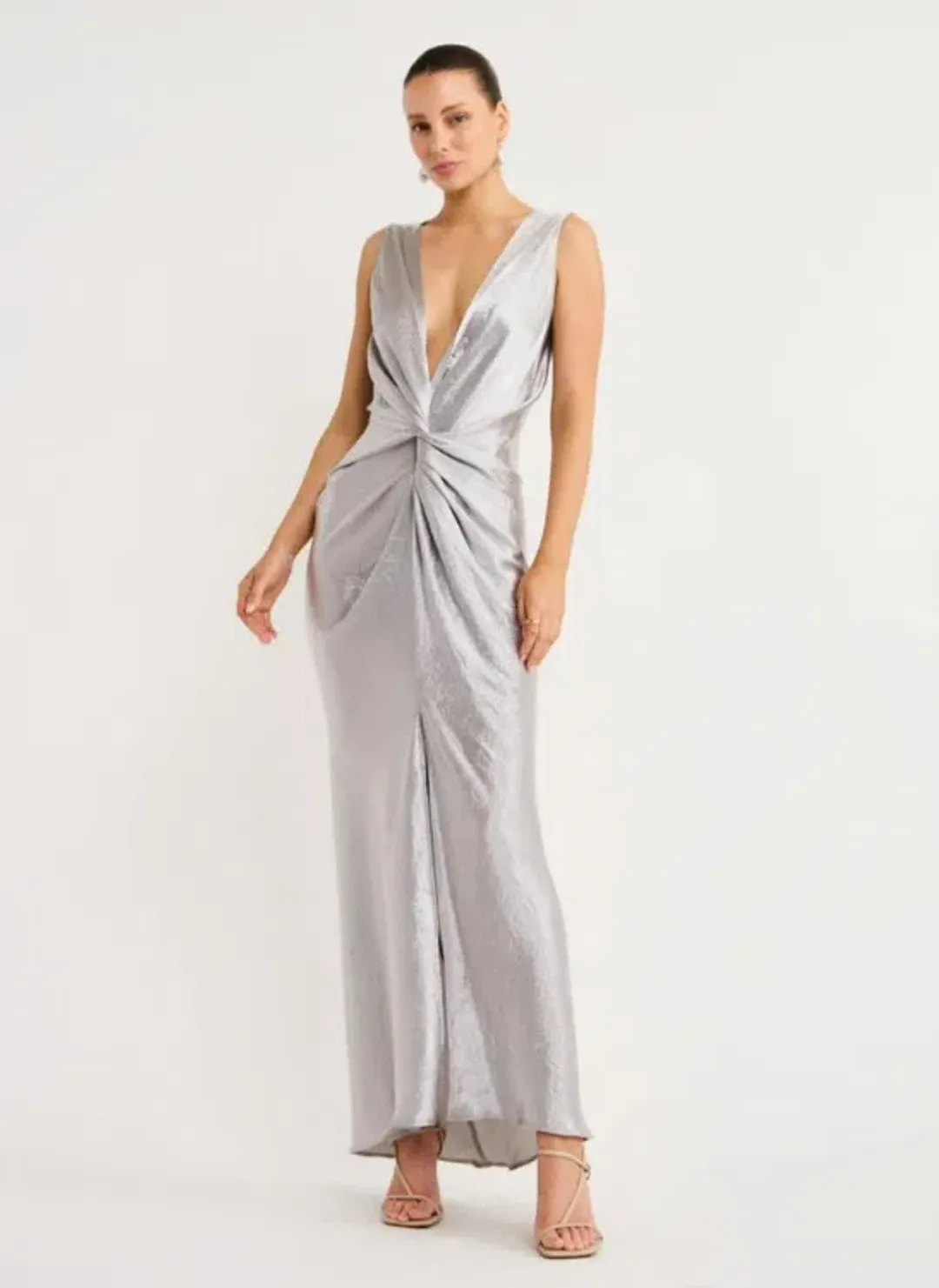 One Fell Swoop Gaia Dress In Mercury Silver Size AU 8 for rent on The Volte - main image