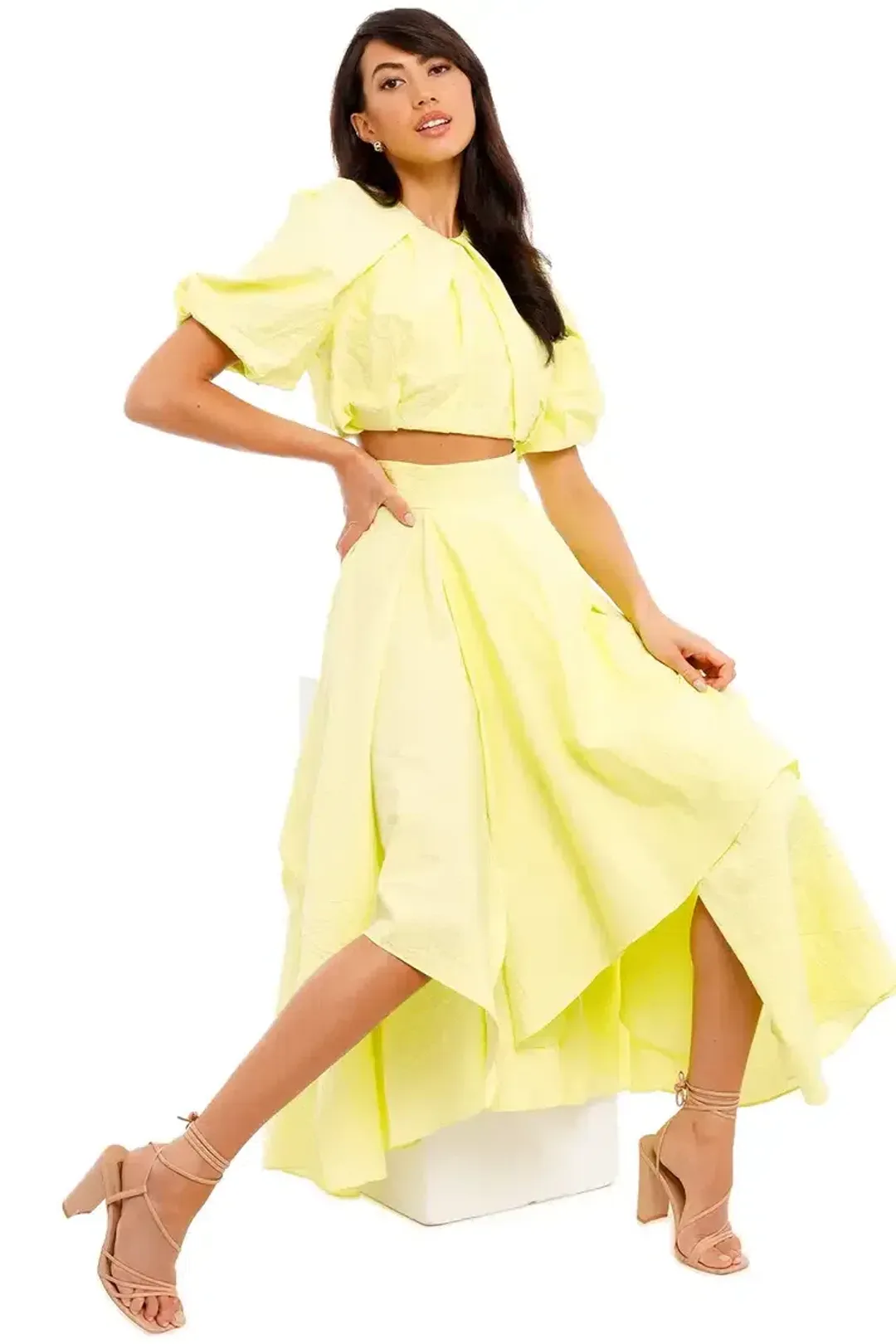 Ginger & Smart Euphoria Top and Euphoria Skirt Set Citron Yellow Size AU 12 for rent on The Volte - main image