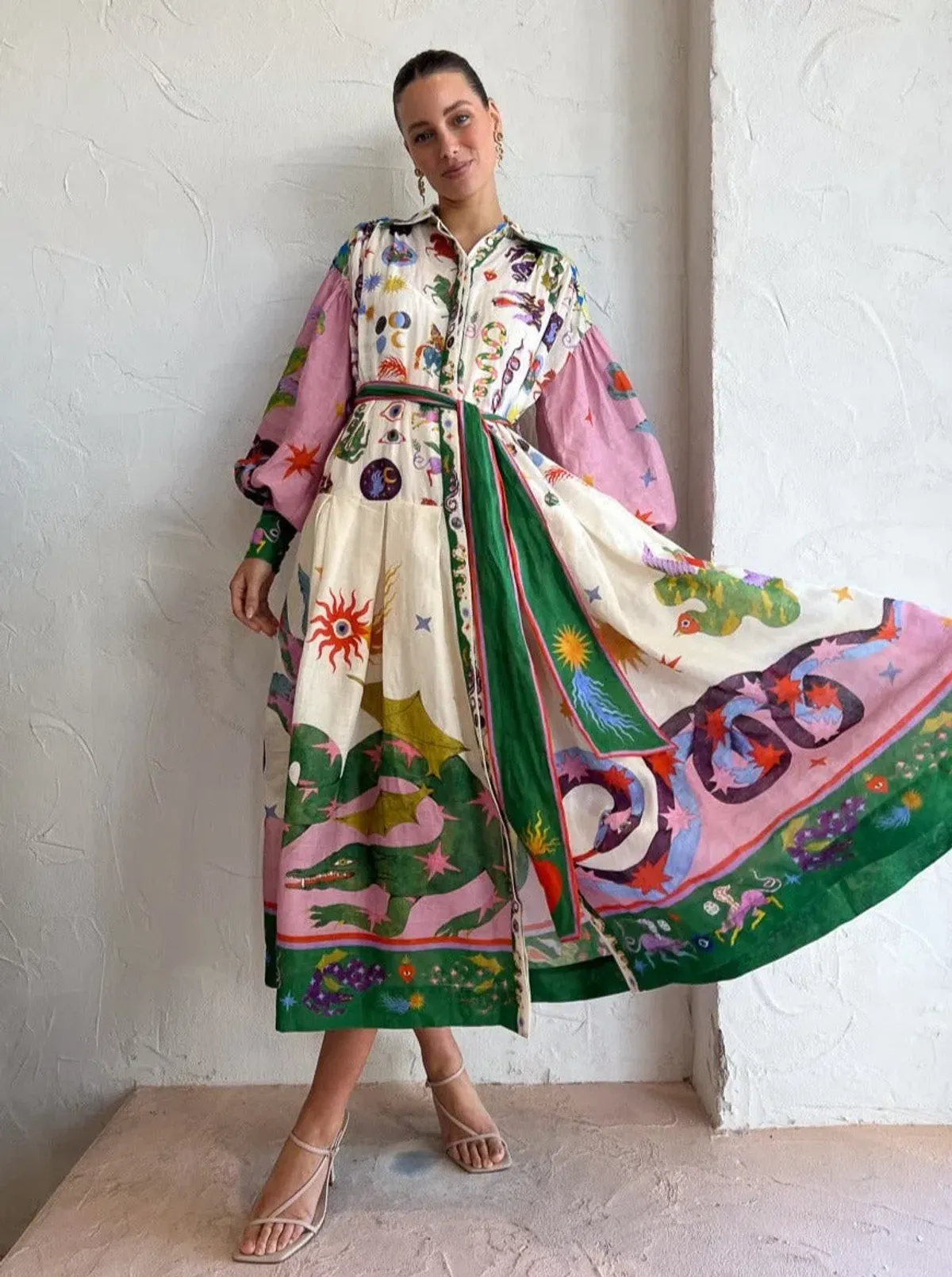 Alemais Seeker Shirtdress Multi Print Size 10 - Image 2